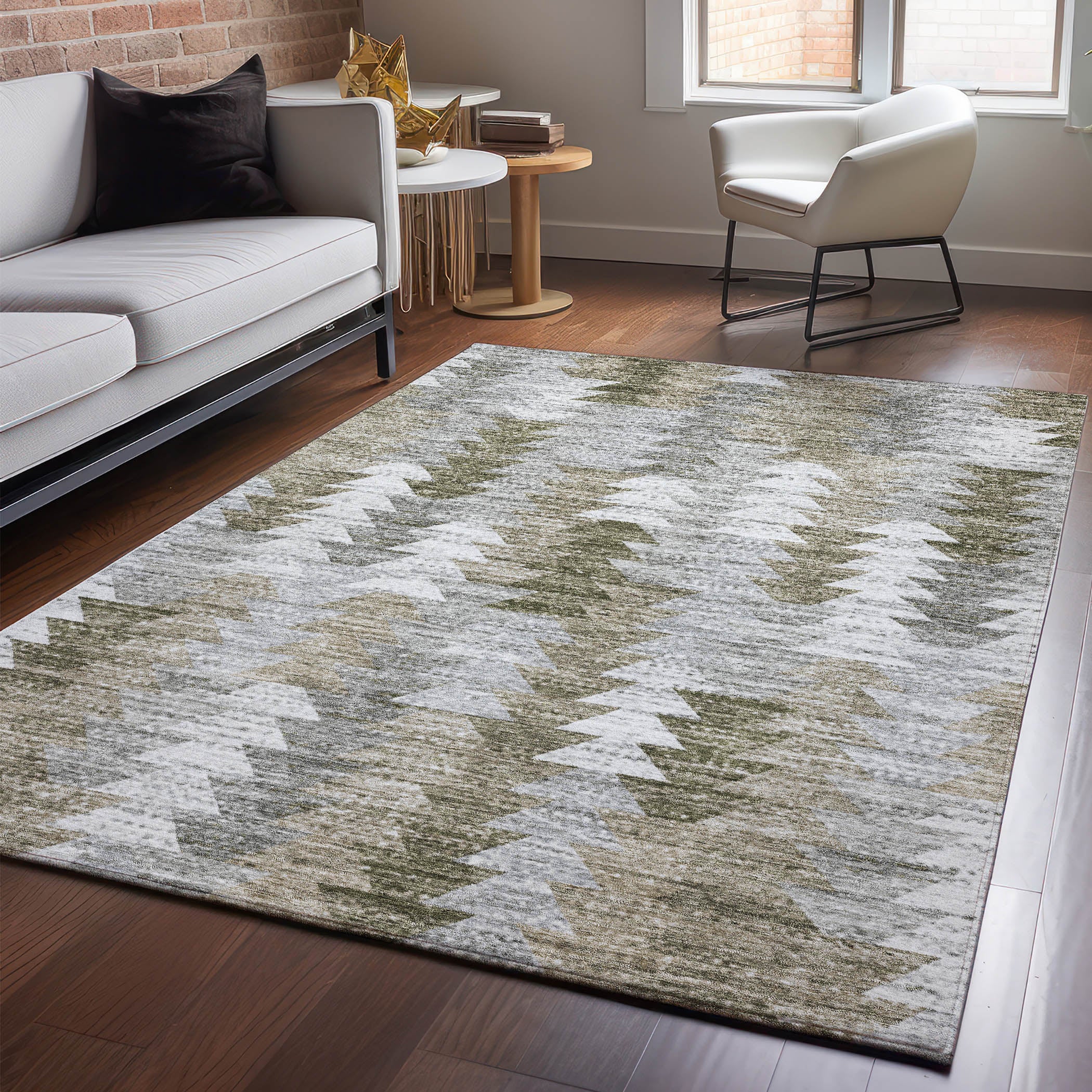 Luang Prabang Machine Washable Transitional Brown Rug 2'6" x 3'10" #shape_Rectangle