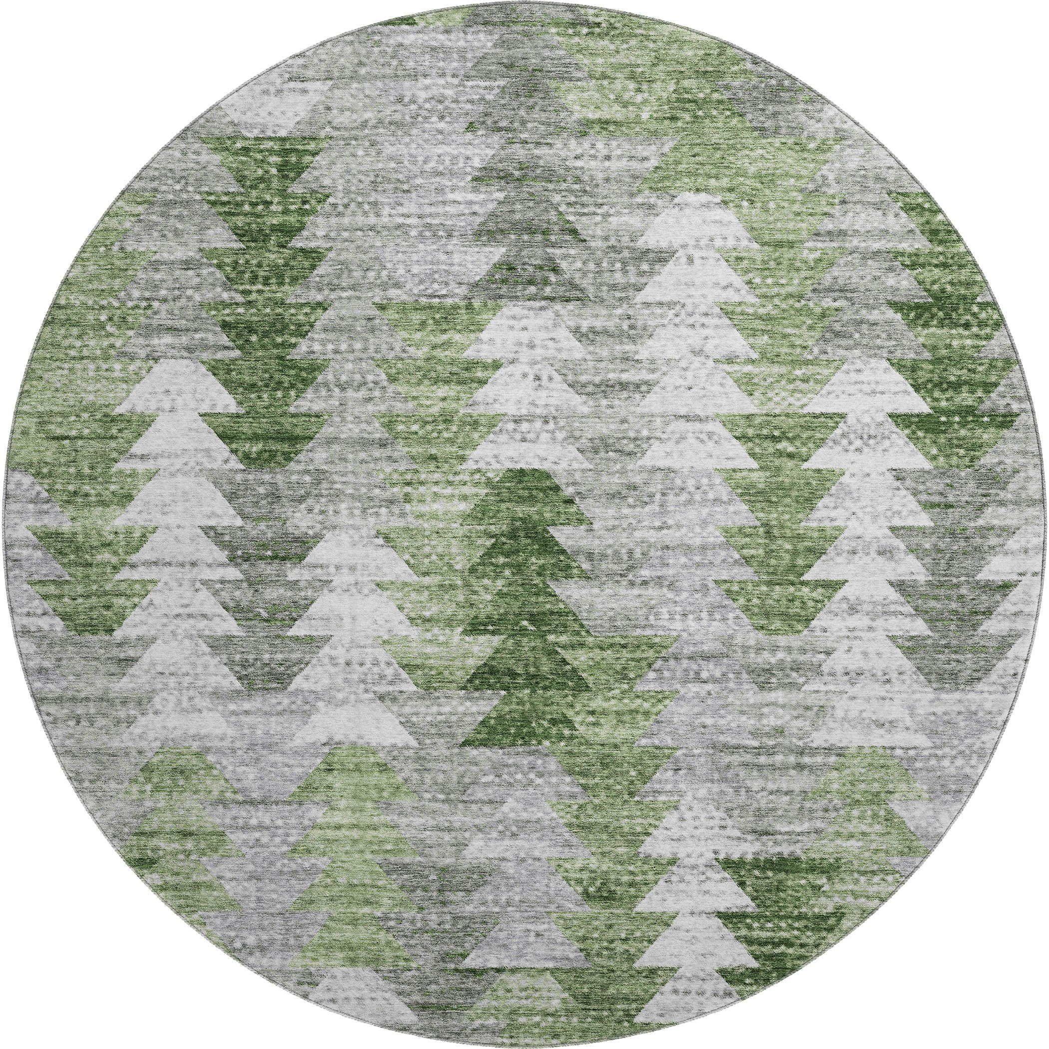 Luang Prabang Machine Washable Transitional Green Rug 8' x 8' #shape_Round