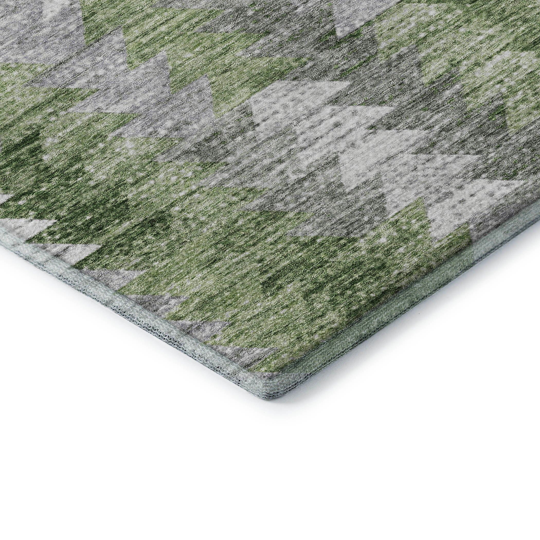 Luang Prabang Machine Washable Transitional Green Rug 1'8" x 2'6" #shape_Rectangle