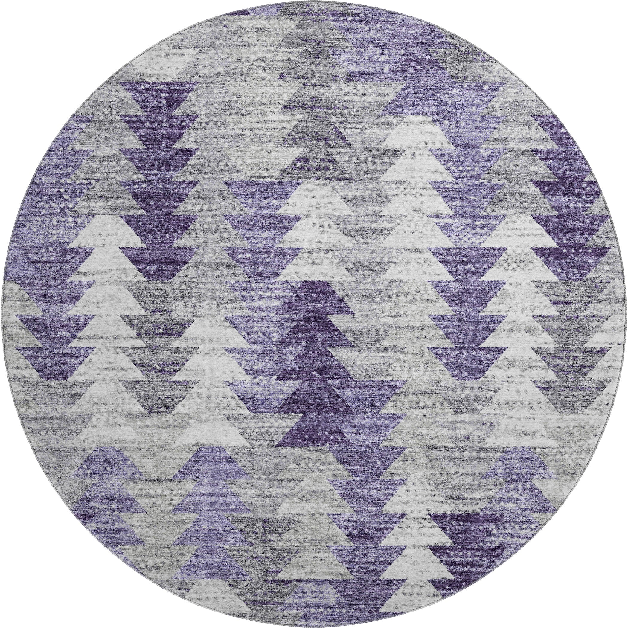 Luang Prabang Machine Washable Transitional Purple Rug 8' x 8' #shape_Round