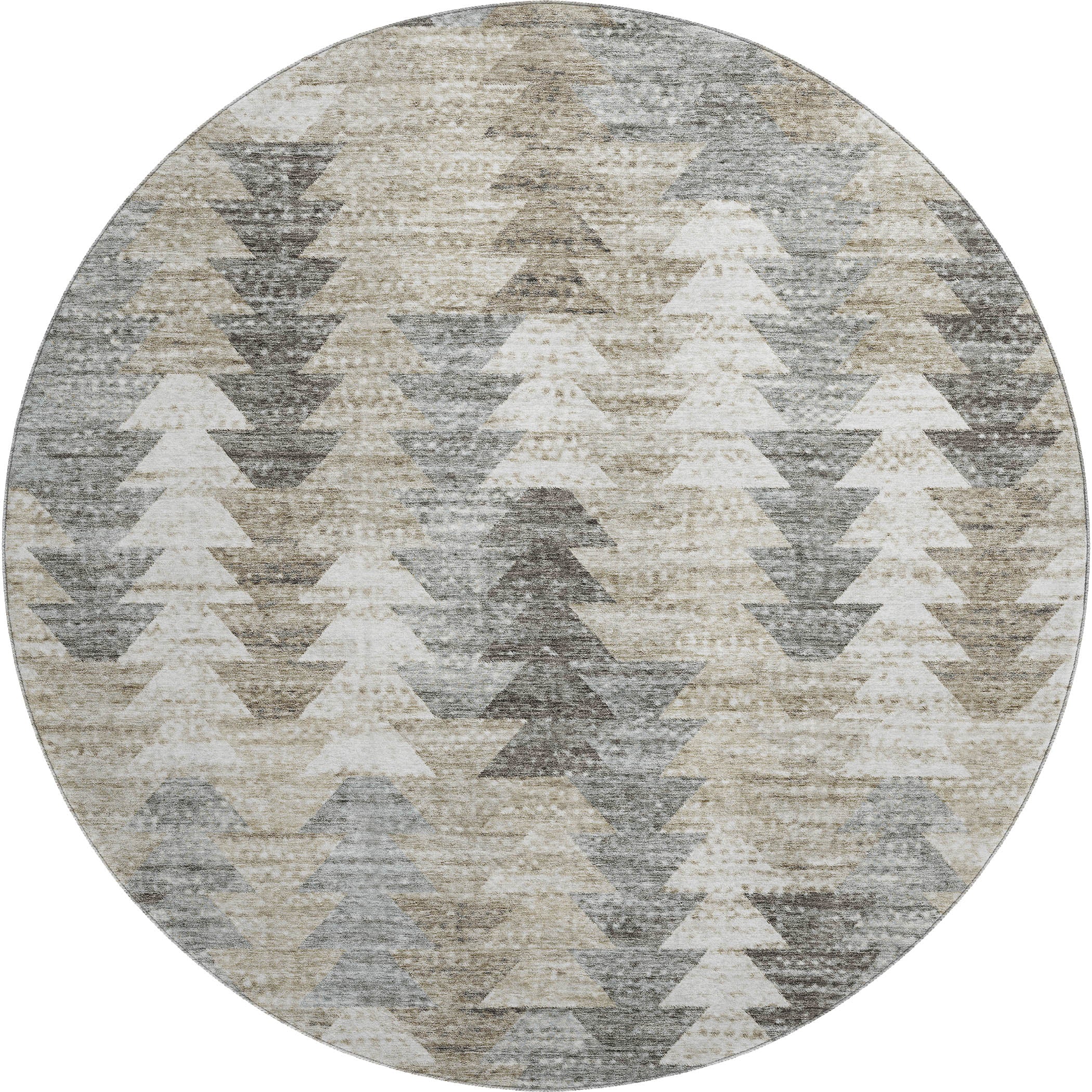 Luang Prabang Machine Washable Transitional Taupe Brown Rug 8' x 8' #shape_Round