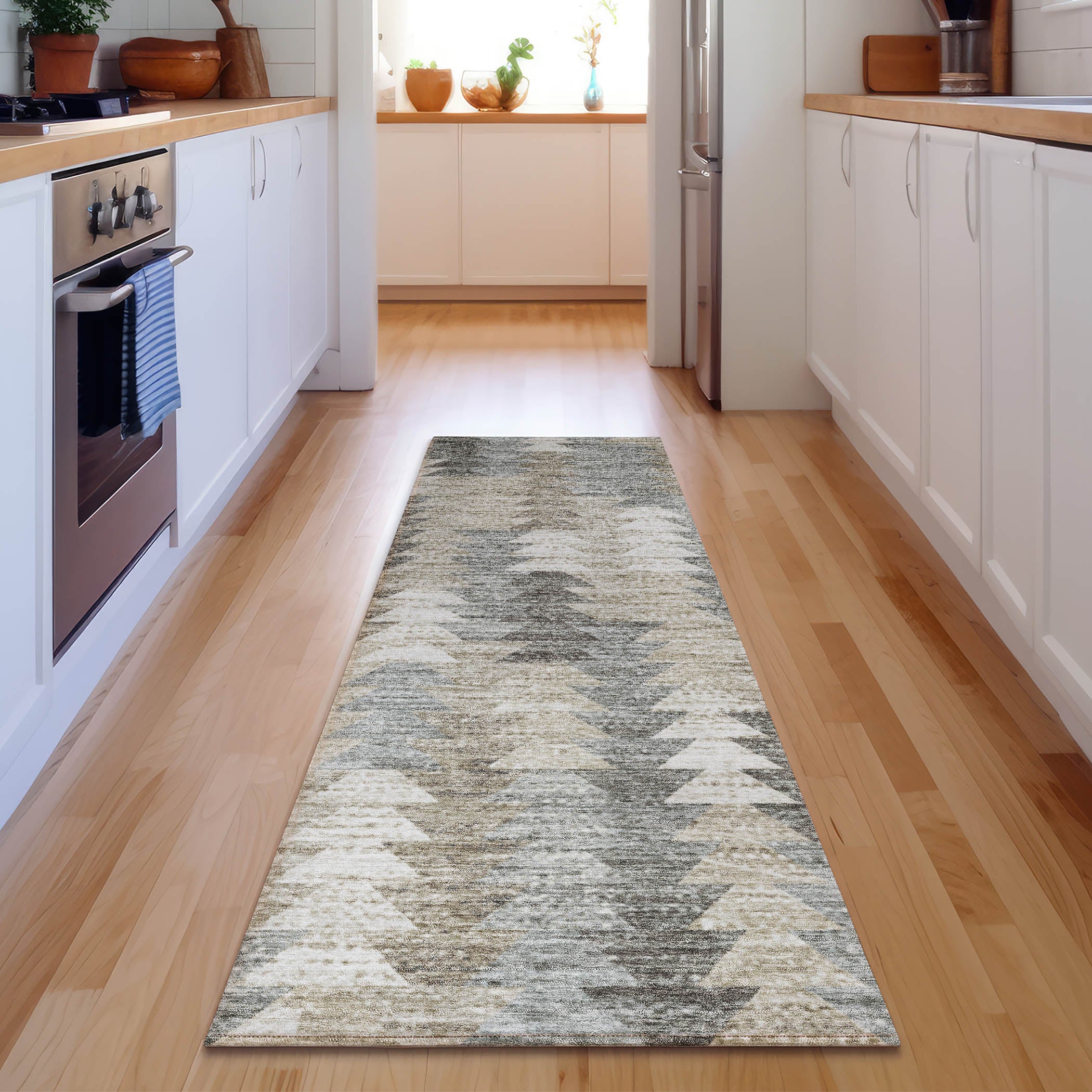 Luang Prabang Machine Washable Transitional Taupe Brown Rug 2'3" x 7'6" #shape_Runner
