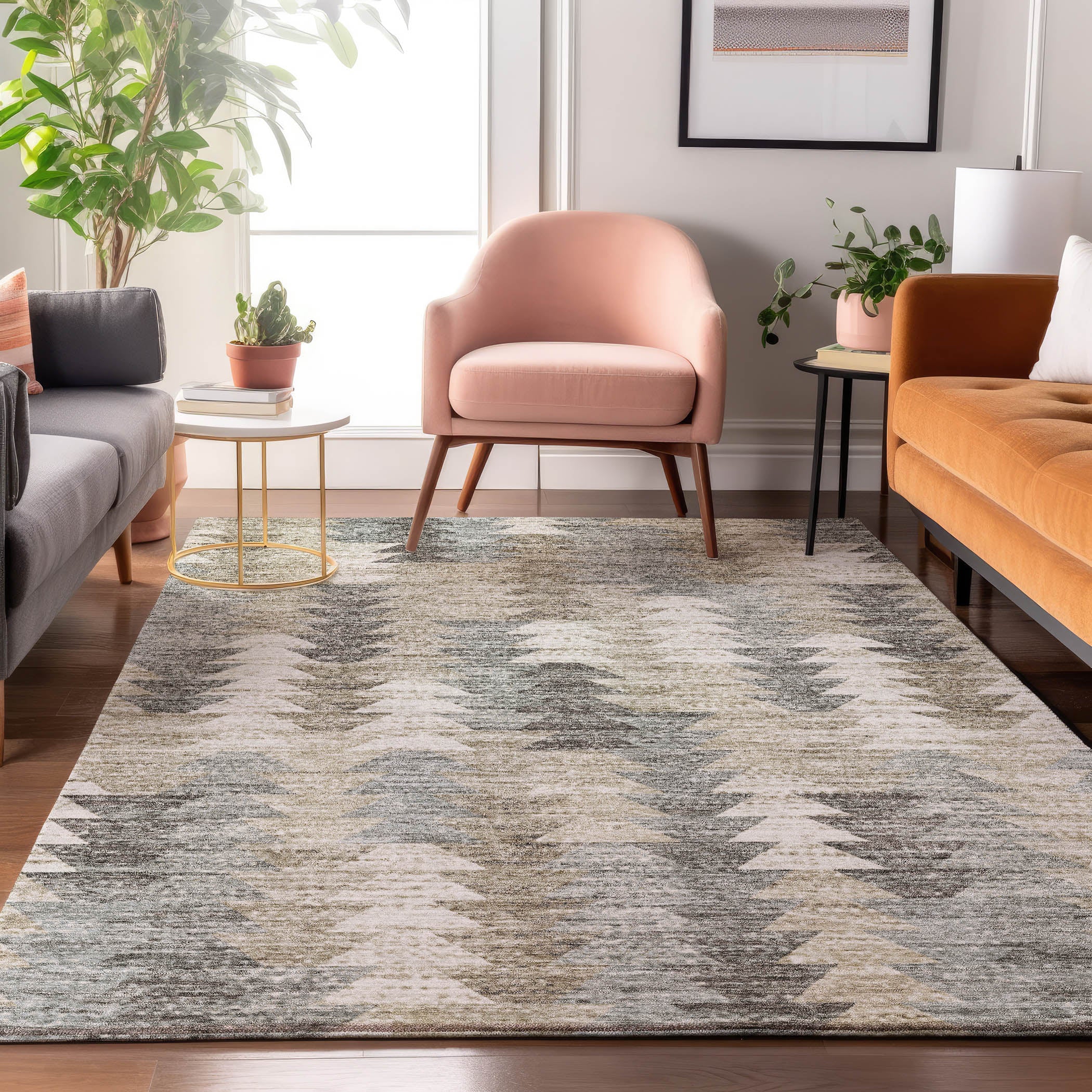 Luang Prabang Machine Washable Transitional Taupe Brown Rug 2'6" x 3'10" #shape_Rectangle
