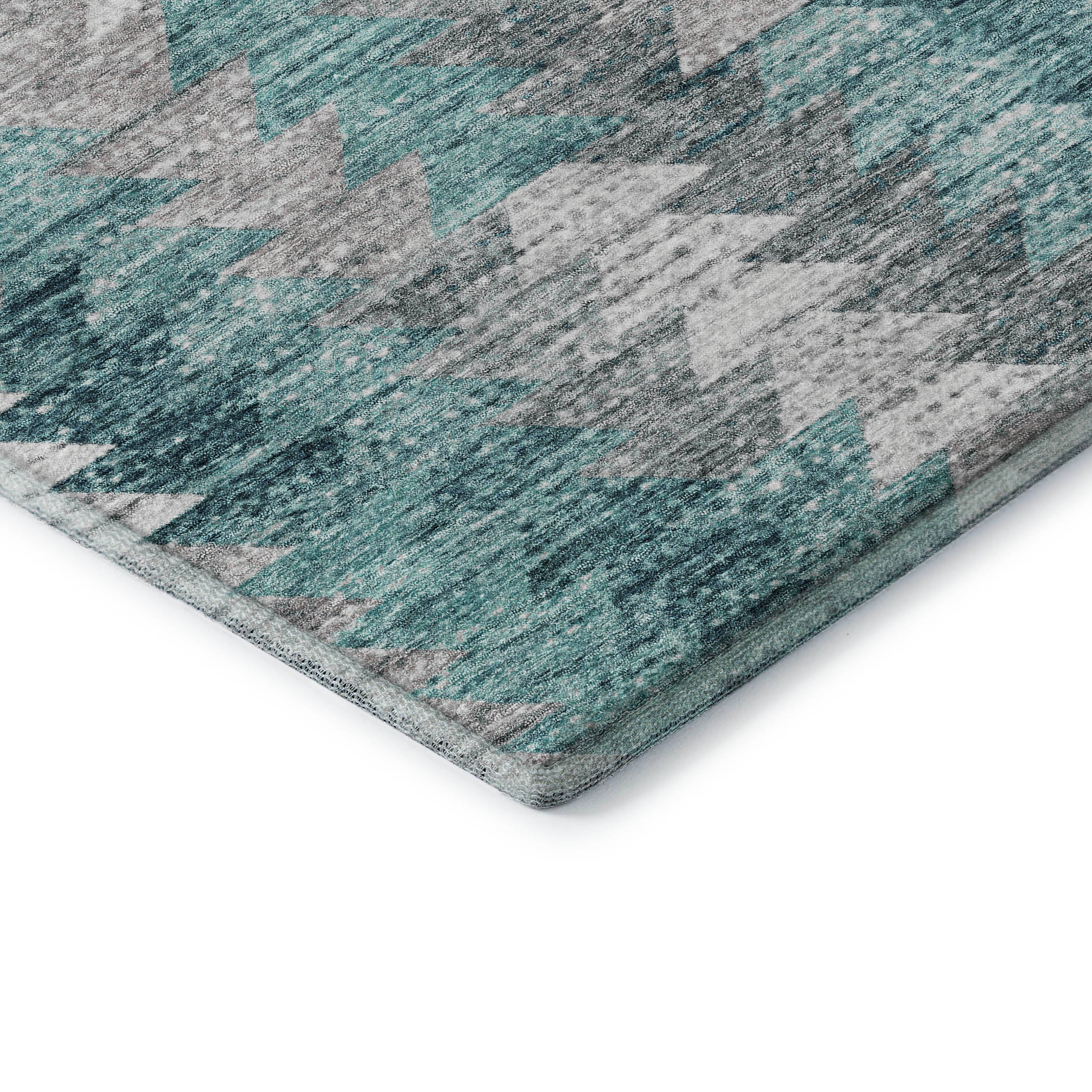 Luang Prabang Machine Washable Transitional Teal Rug 1'8" x 2'6" #shape_Rectangle