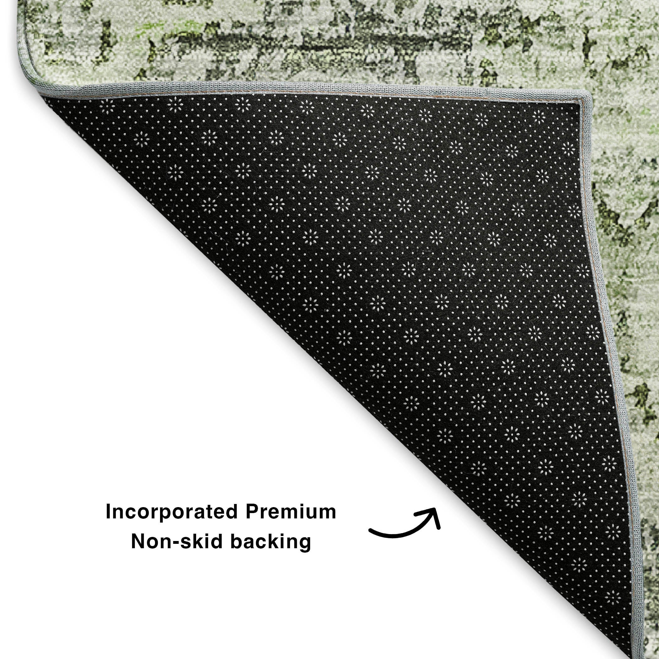 Rome Machine Washable Transitional Aloe Green Rug 1'8" x 2'6" #shape_Rectangle