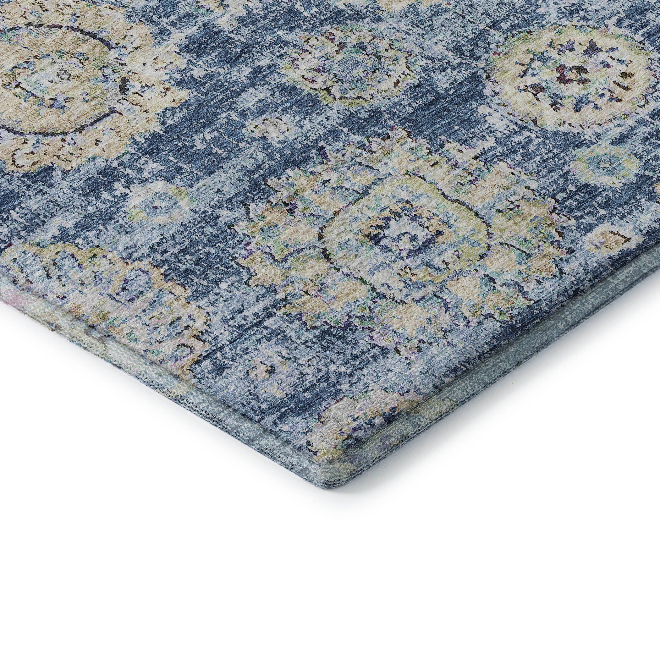 Rome Machine Washable Transitional Blue Rug 1'8" x 2'6" #shape_Rectangle