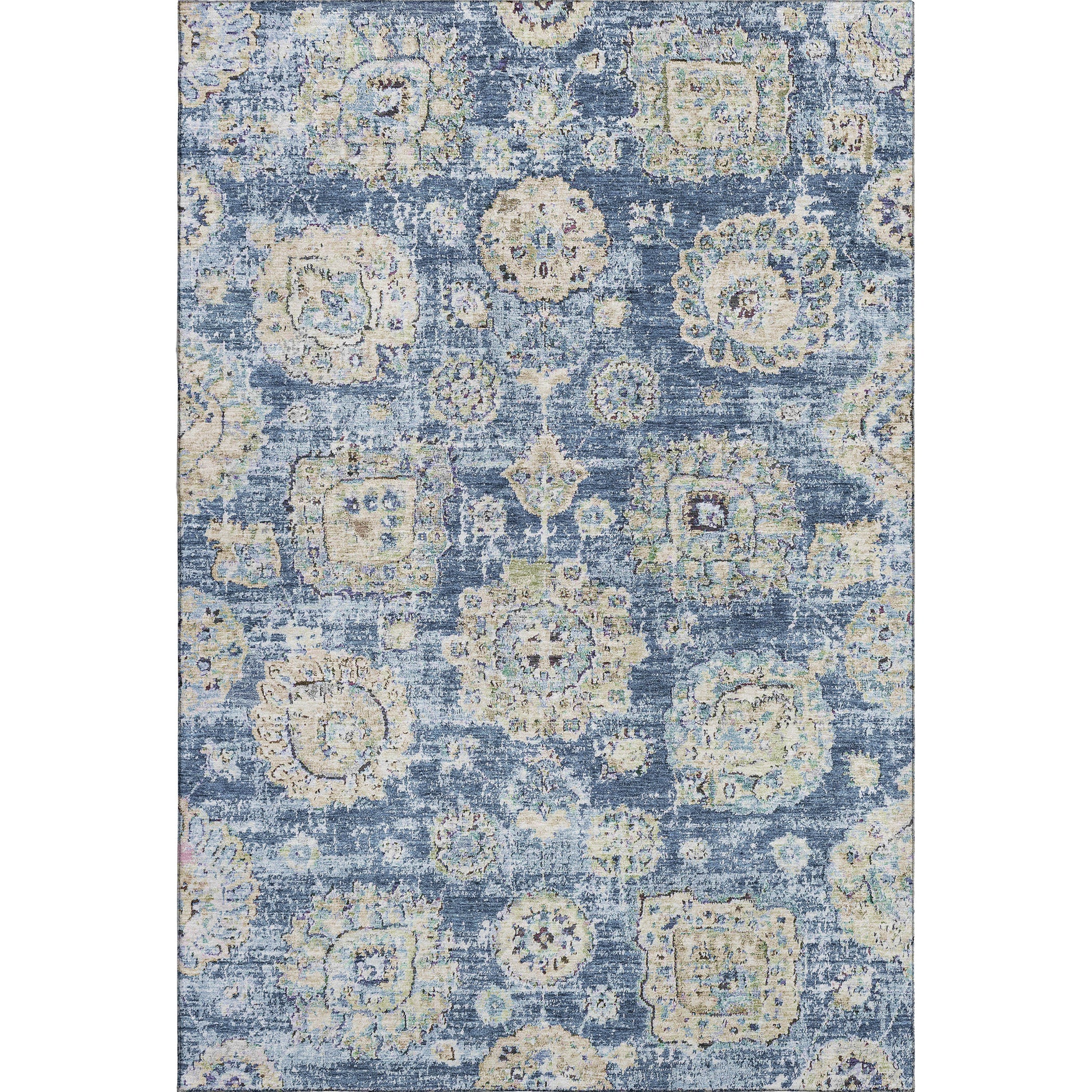 Rome Machine Washable Transitional Blue Rug 2'6" x 3'10" #shape_Rectangle
