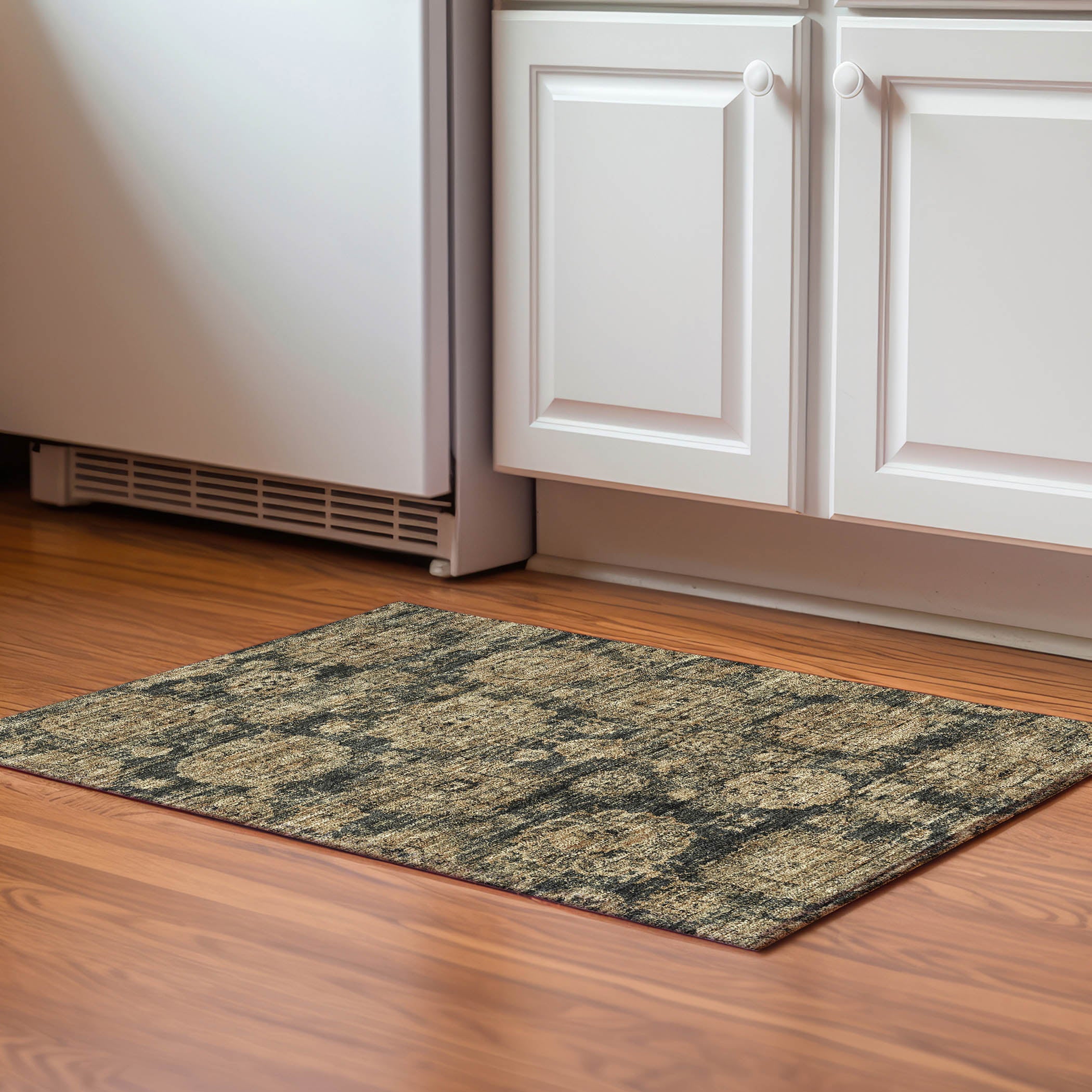 Rome Machine Washable Transitional Charcoal Gray Rug 1'8" x 2'6" #shape_Rectangle