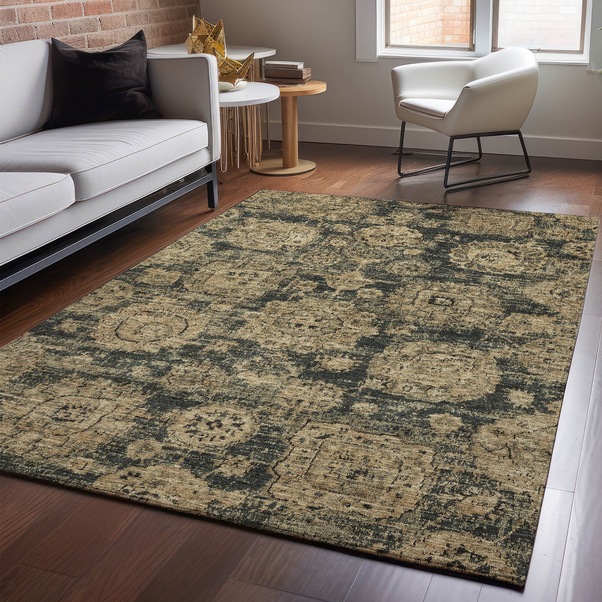 Rome Machine Washable Transitional Charcoal Gray Rug 2'6" x 3'10" #shape_Rectangle