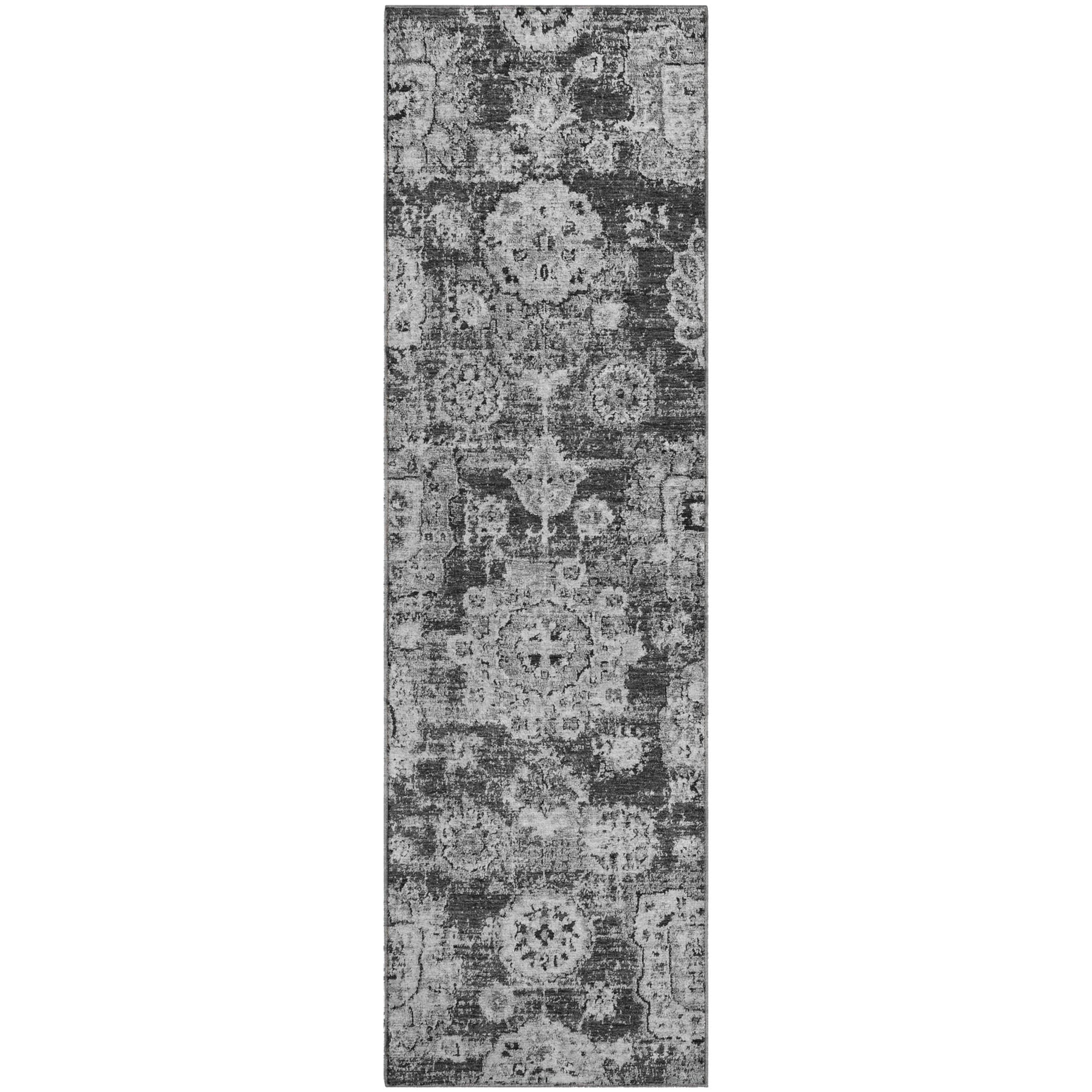 Rome Machine Washable Transitional Gray Rug 2'3" x 7'6" #shape_Runner