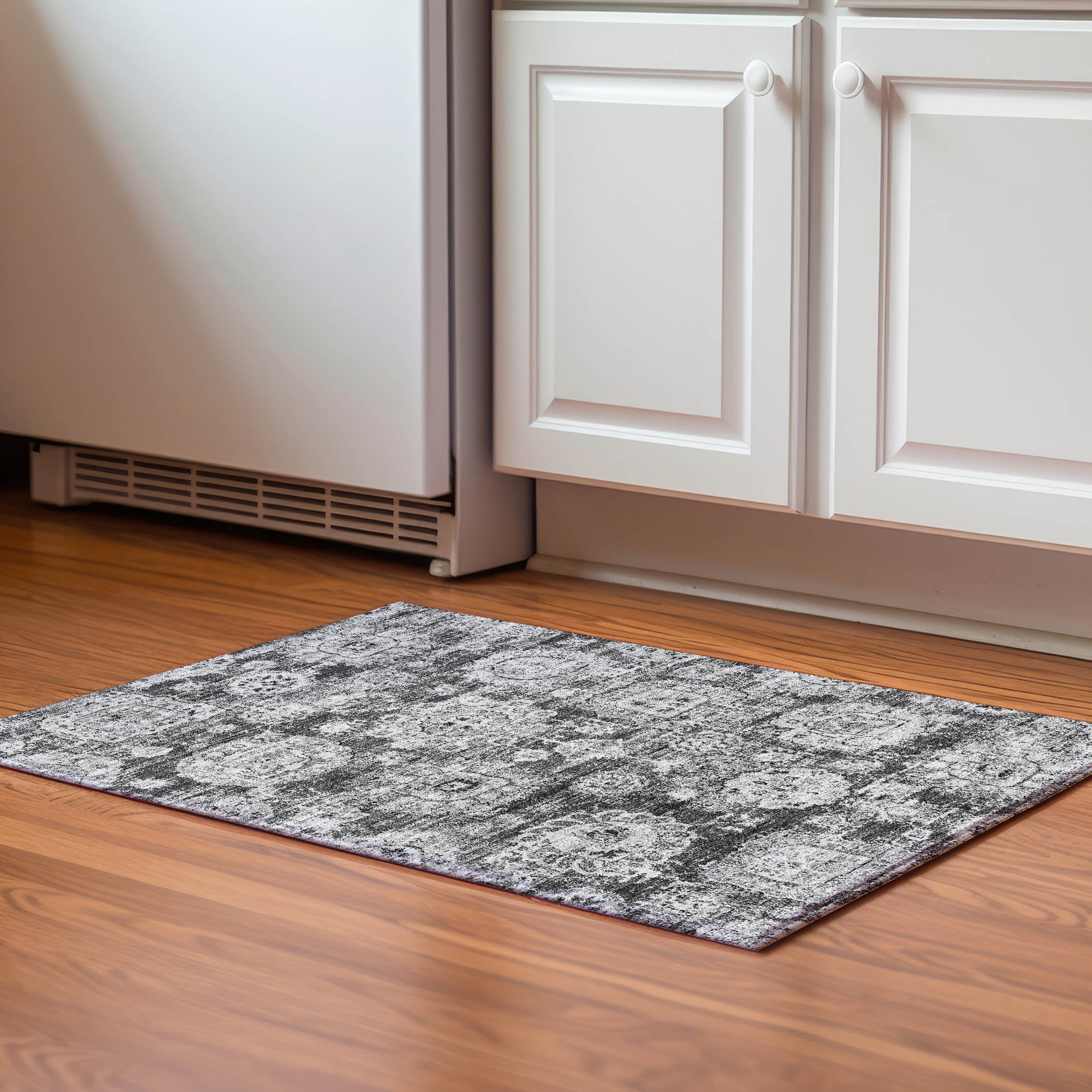 Rome Machine Washable Transitional Gray Rug 1'8" x 2'6" #shape_Rectangle