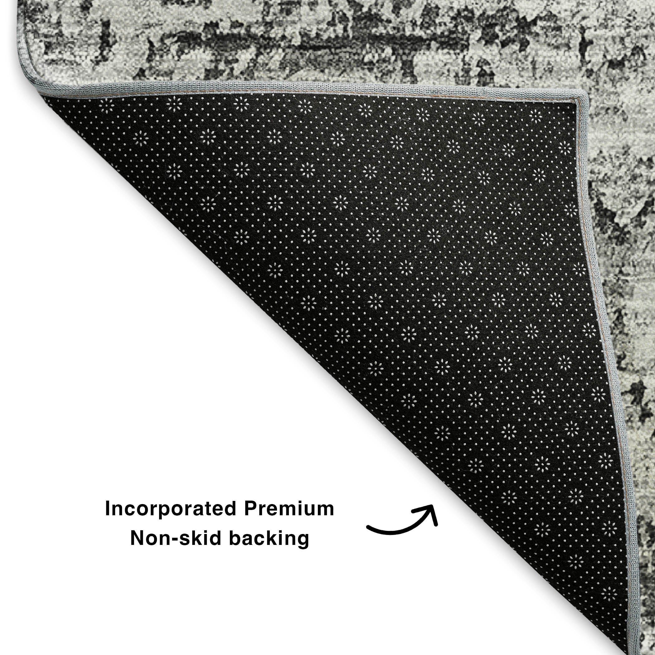 Rome Machine Washable Transitional Gray Rug 1'8" x 2'6" #shape_Rectangle