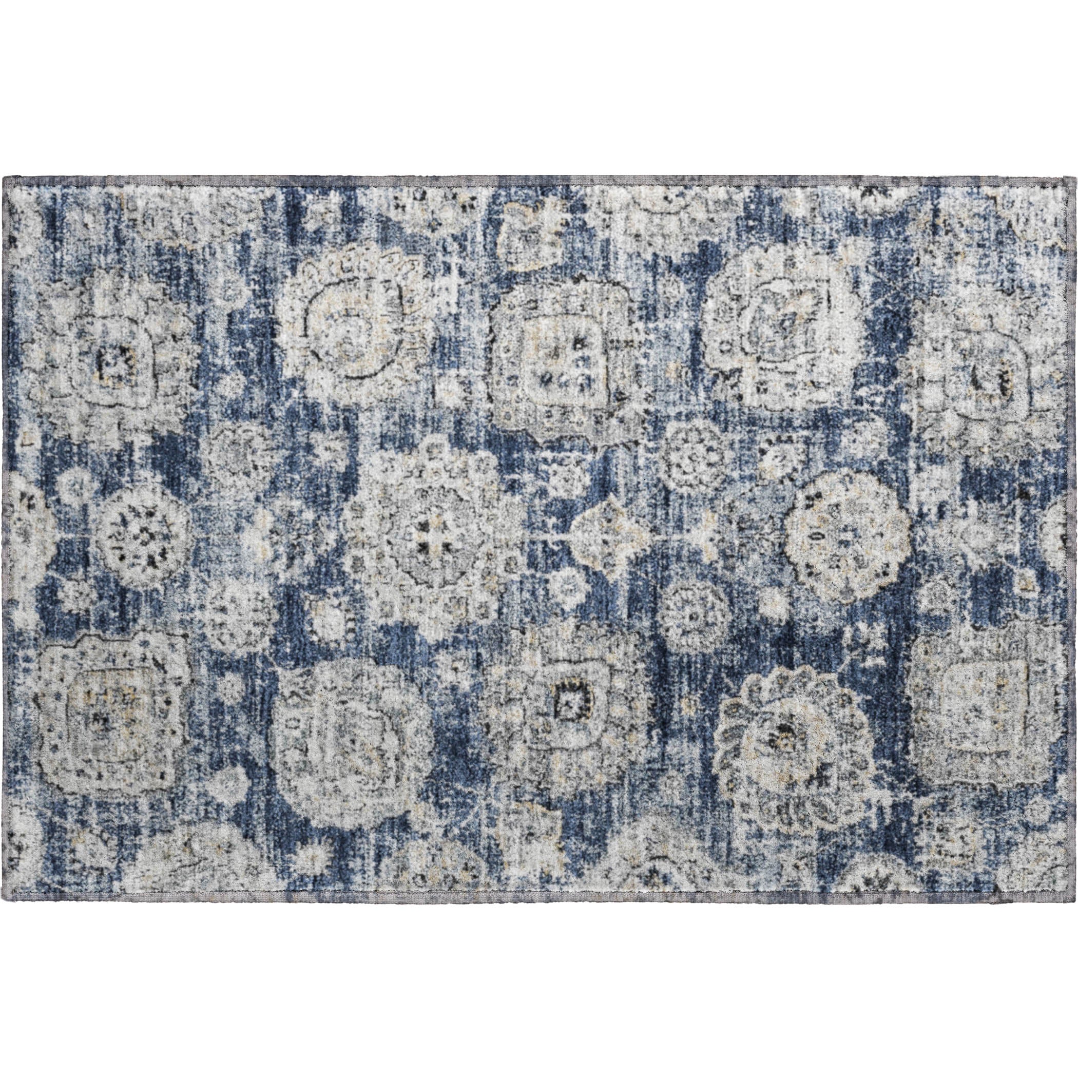 Rome Machine Washable Transitional Navy Blue Rug 1'8" x 2'6" #shape_Rectangle