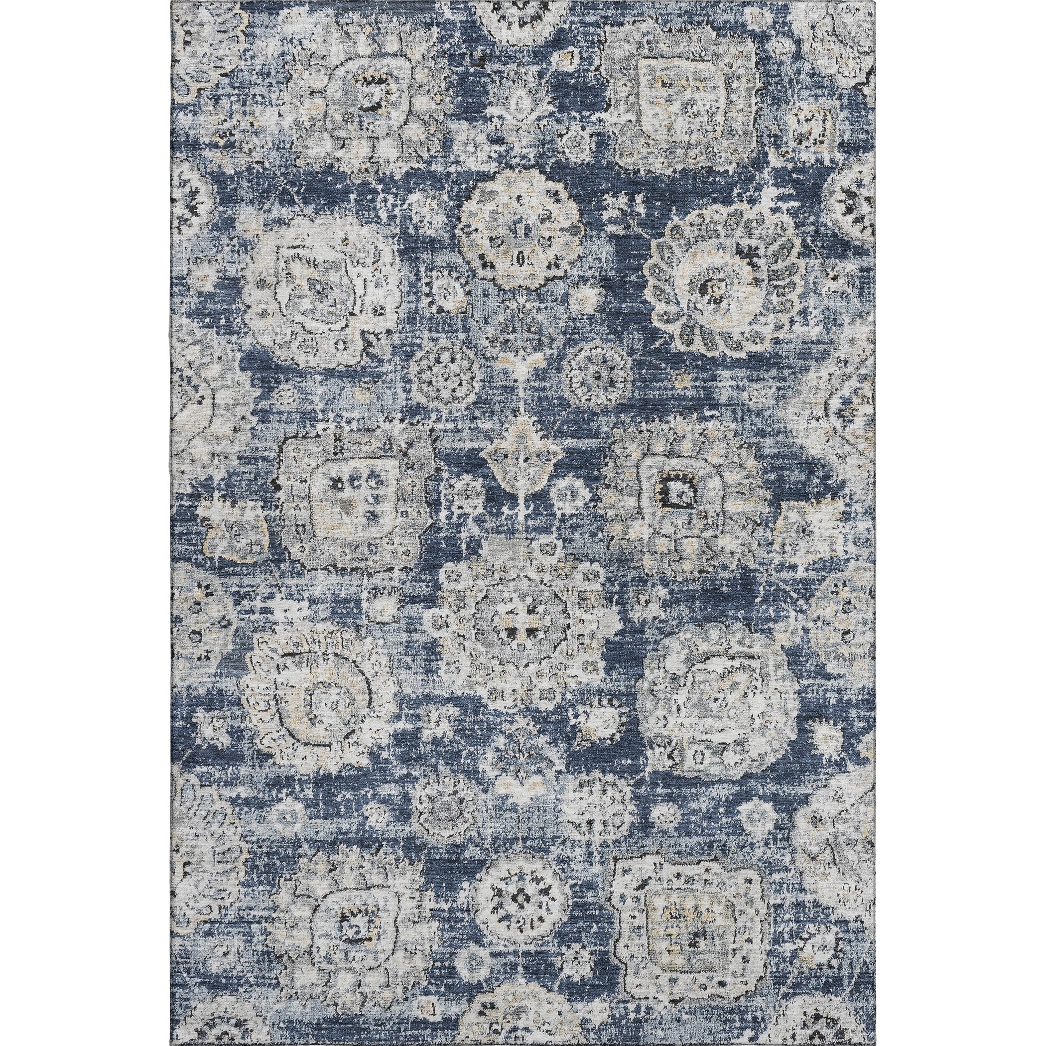 Rome Machine Washable Transitional Navy Blue Rug 2'6" x 3'10" #shape_Rectangle