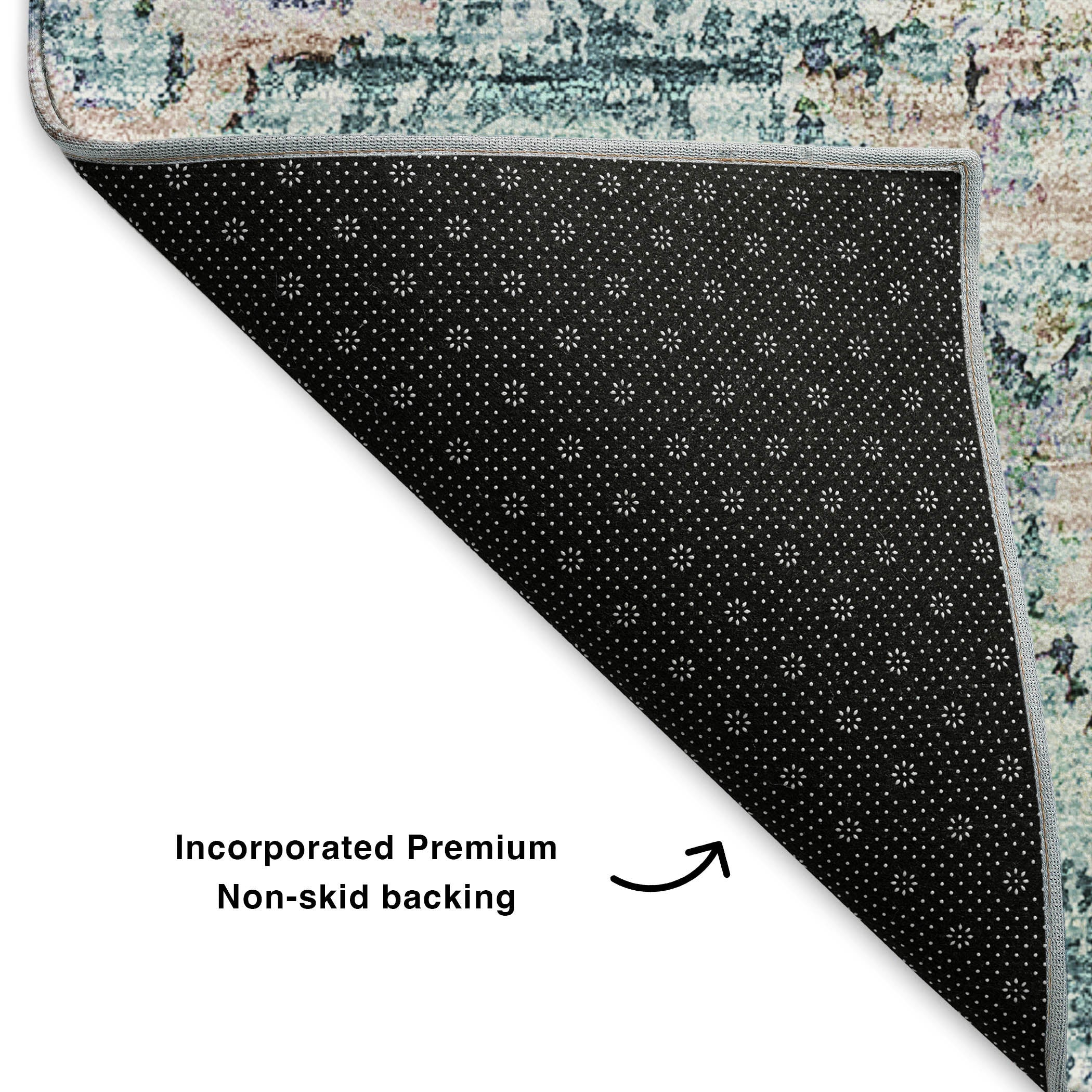 Rome Machine Washable Transitional Teal Rug 1'8" x 2'6" #shape_Rectangle