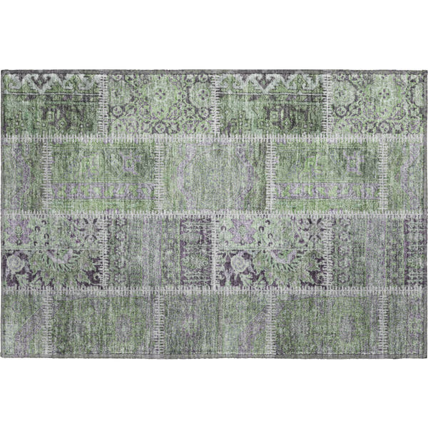 Havana Machine Washable Transitional Green Rug 1'8" x 2'6"