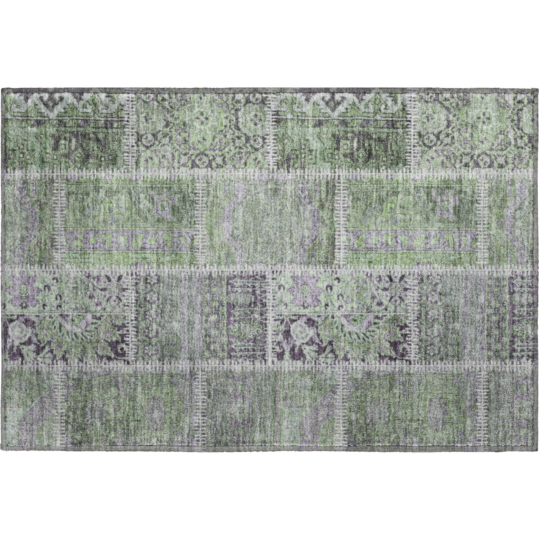 Havana Machine Washable Transitional Green Rug 1'8" x 2'6" #shape_Rectangle