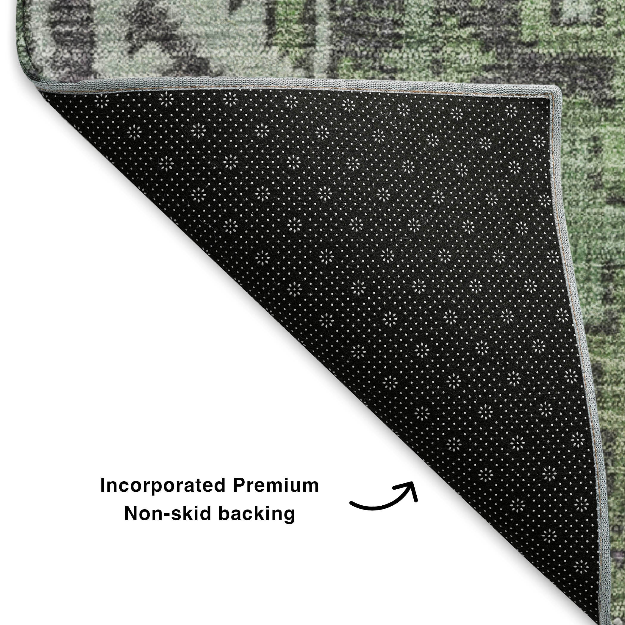 Havana Machine Washable Transitional Green Rug 1'8" x 2'6" #shape_Rectangle