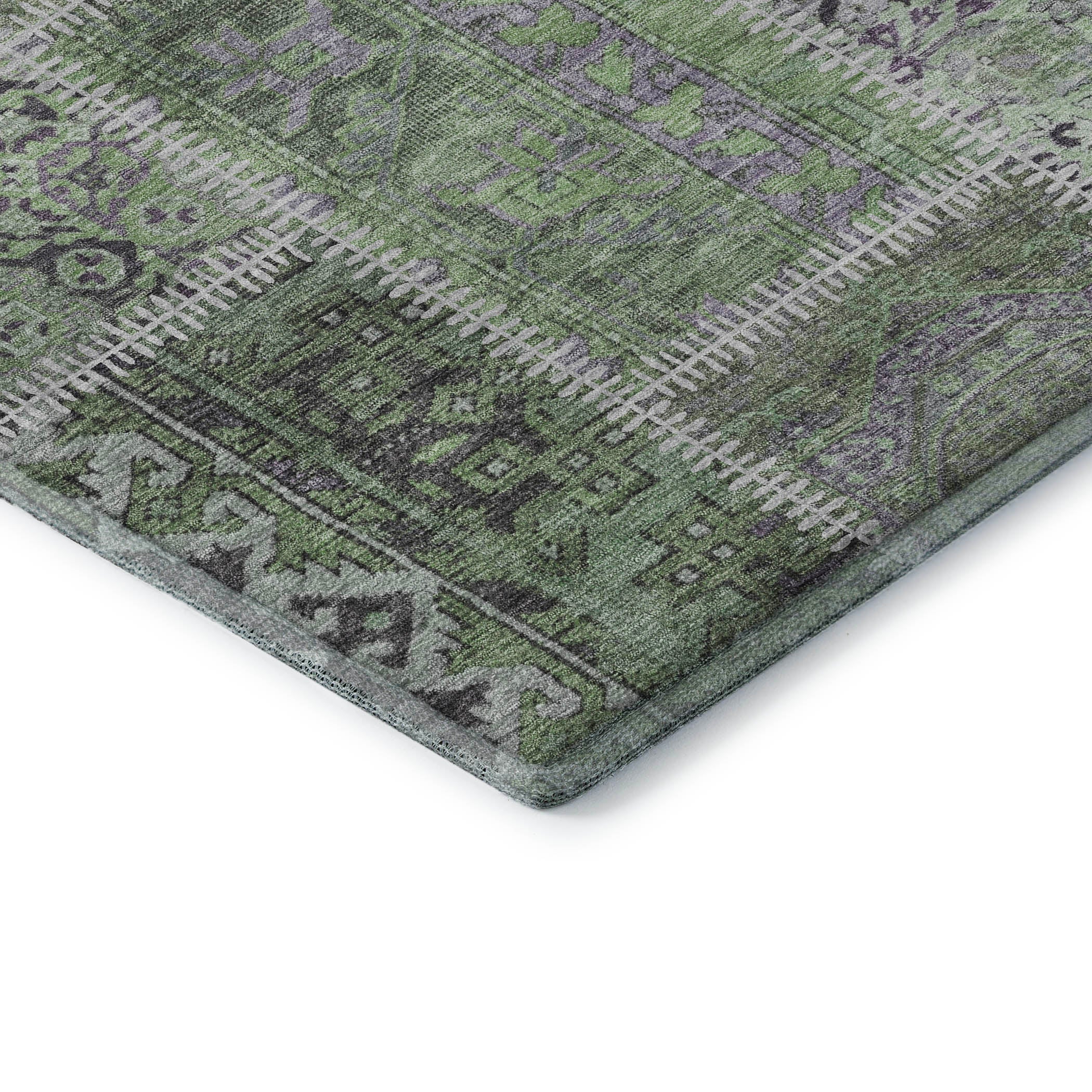 Havana Machine Washable Transitional Green Rug 1'8" x 2'6" #shape_Rectangle