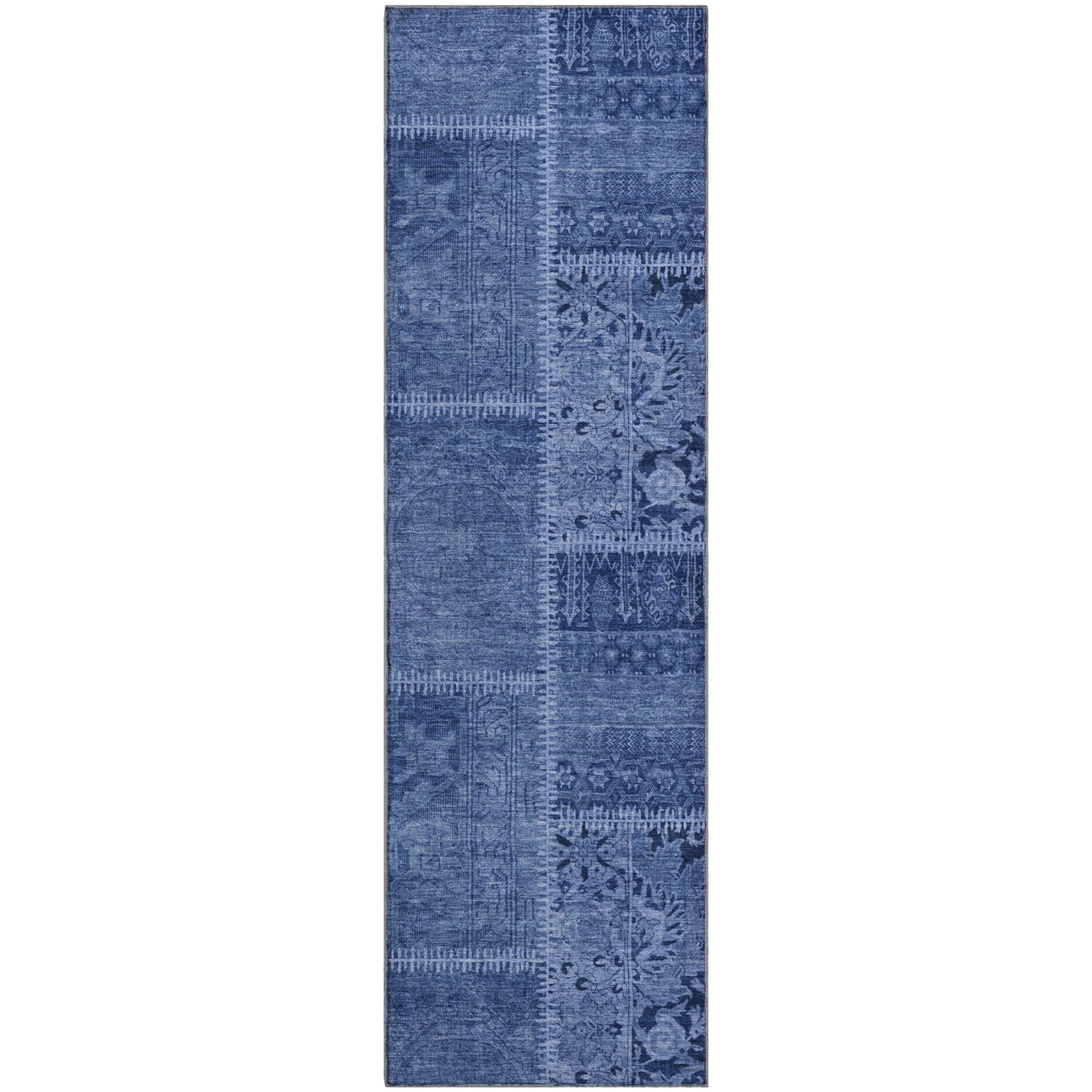 Havana Machine Washable Transitional Navy Blue Rug 2'3" x 7'6" #shape_Runner