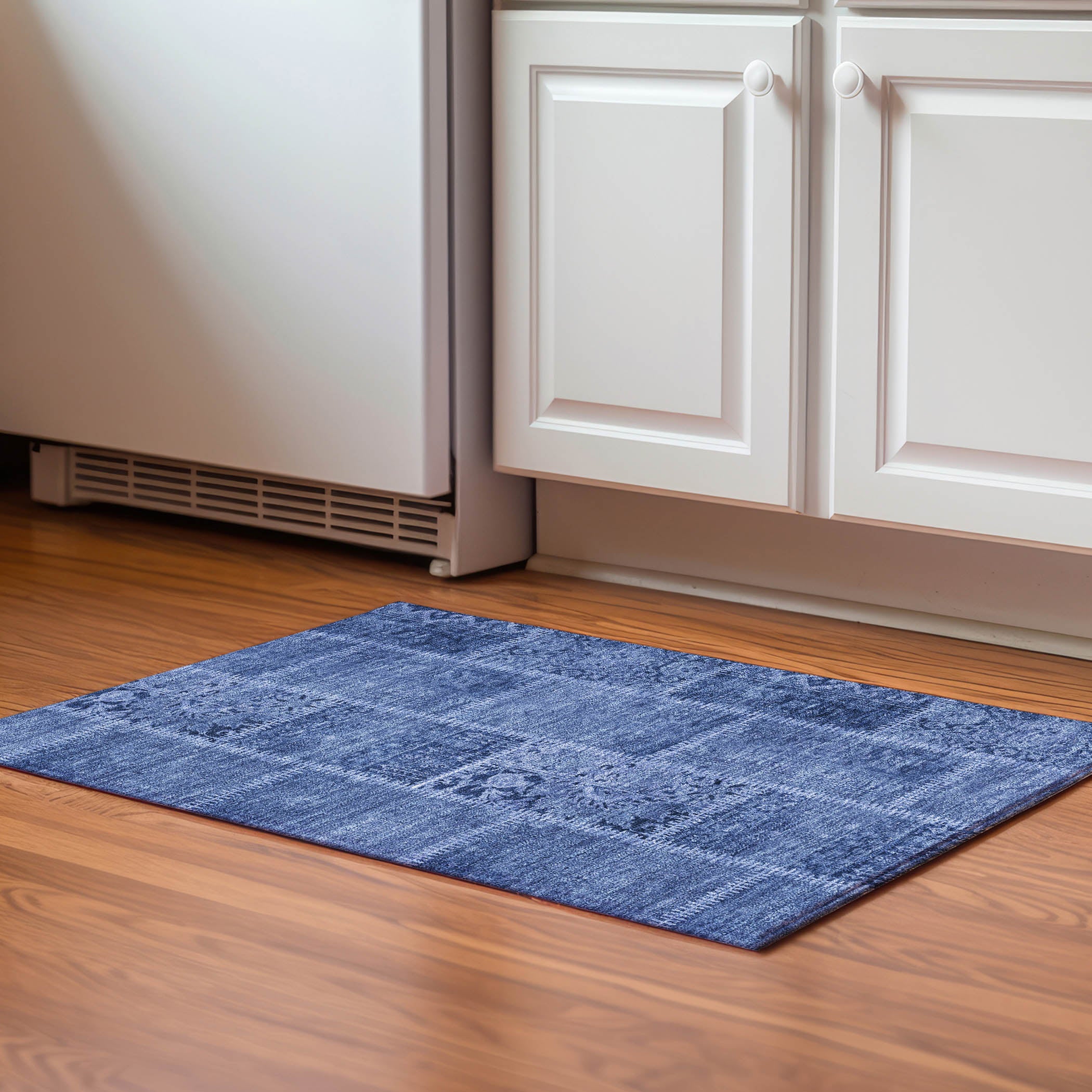 Havana Machine Washable Transitional Navy Blue Rug 1'8" x 2'6" #shape_Rectangle