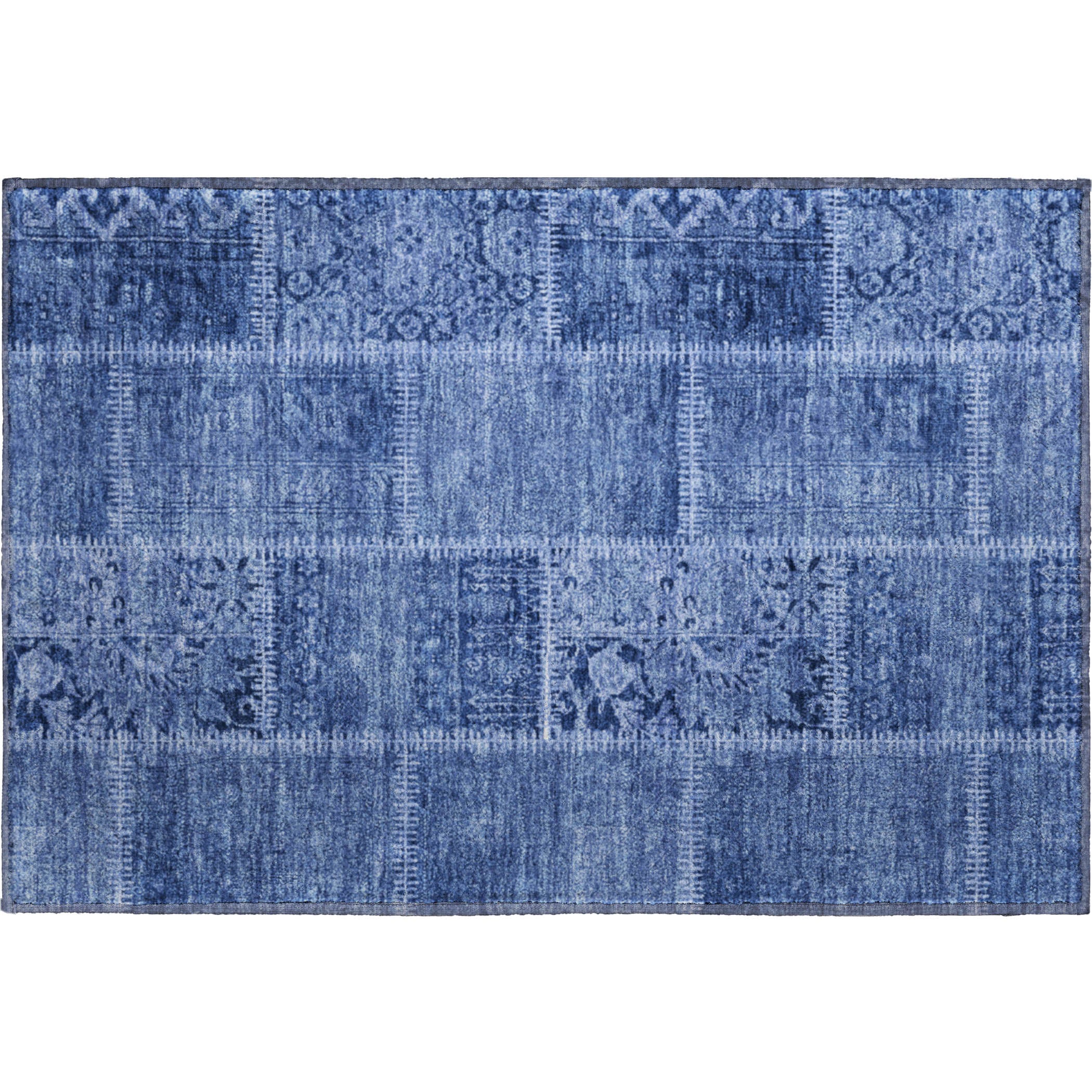 Havana Machine Washable Transitional Navy Blue Rug 1'8" x 2'6" #shape_Rectangle