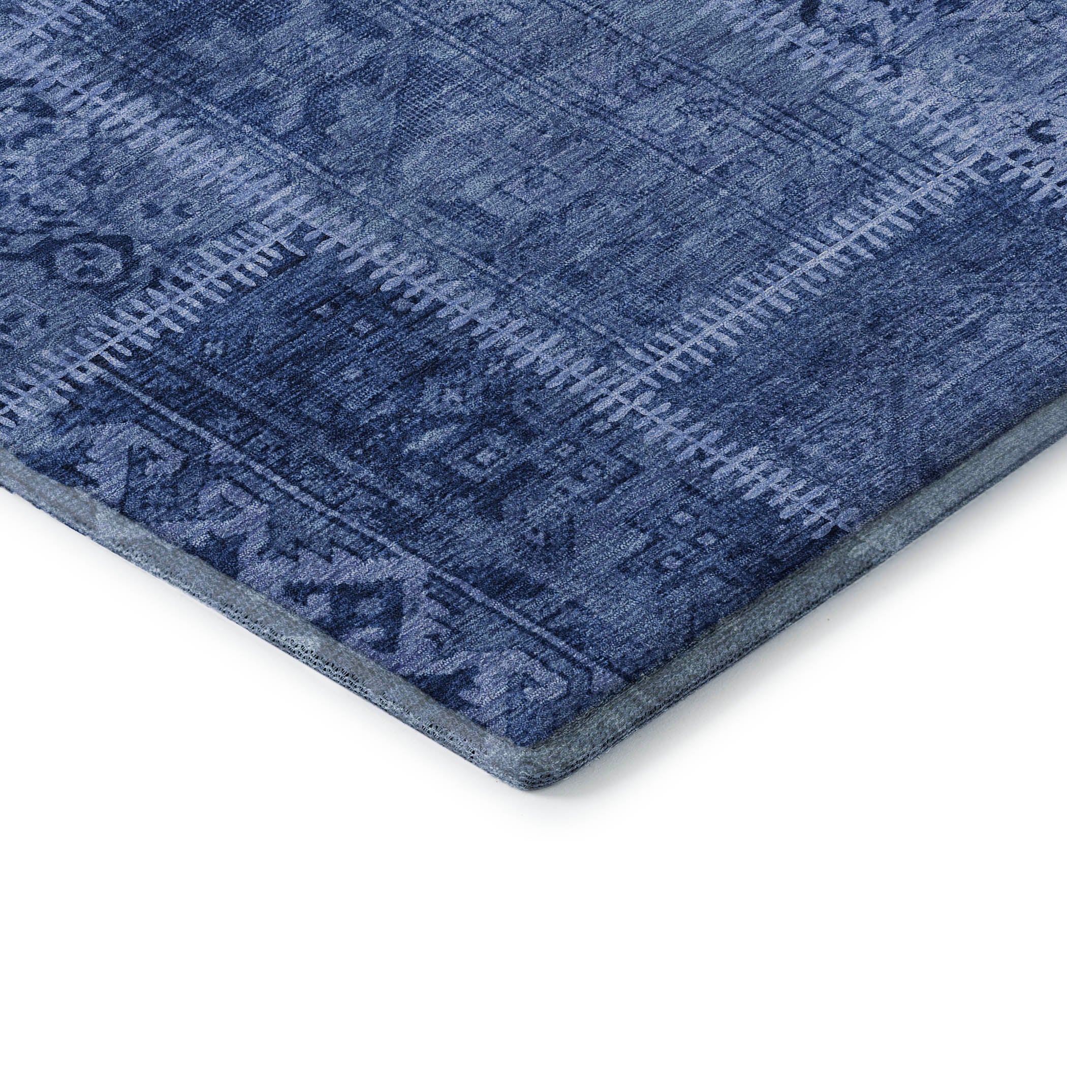 Havana Machine Washable Transitional Navy Blue Rug 1'8" x 2'6" #shape_Rectangle