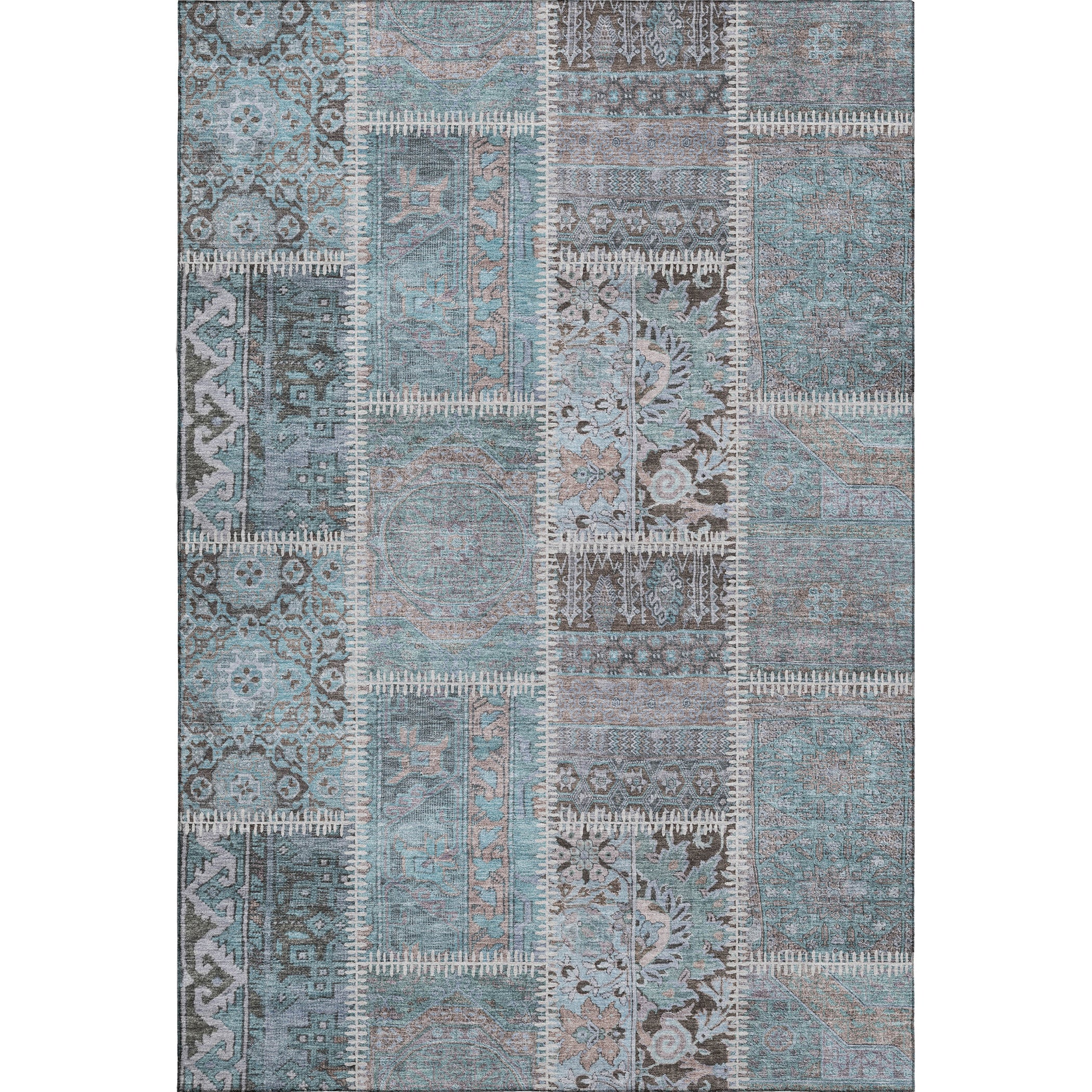 Havana Machine Washable Transitional Teal Rug 2'6" x 3'10" #shape_Rectangle
