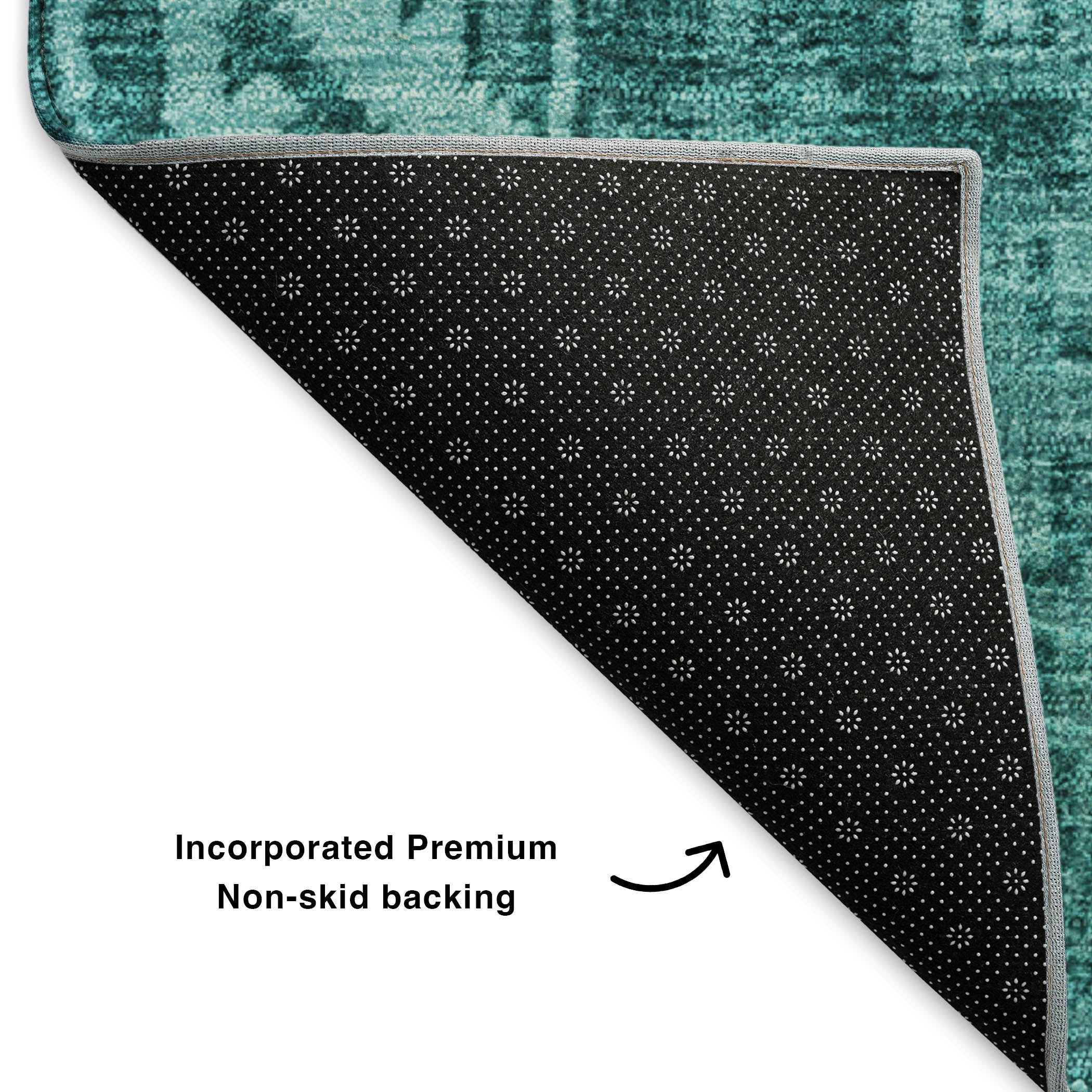 Havana Machine Washable Transitional Turquoise Teal Rug 1'8" x 2'6" #shape_Rectangle