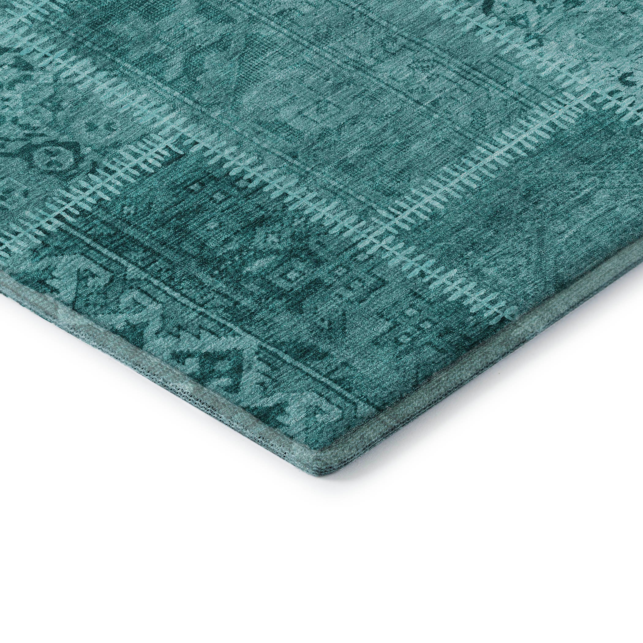 Havana Machine Washable Transitional Turquoise Teal Rug 1'8" x 2'6" #shape_Rectangle