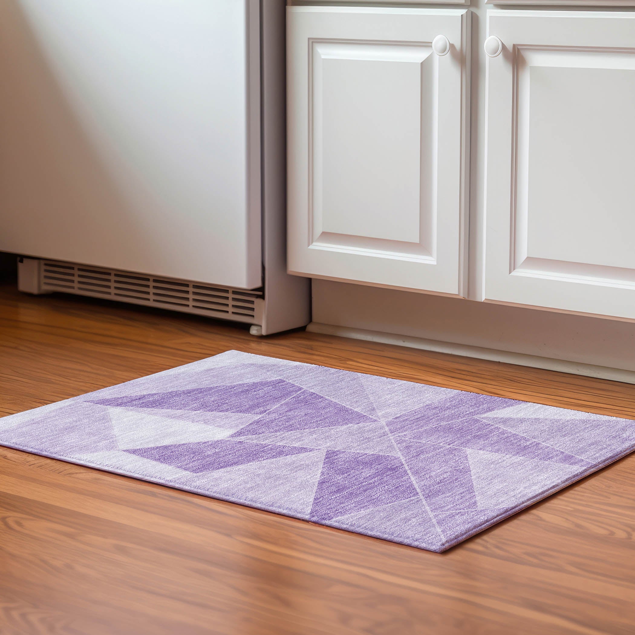 Mdina Machine Washable Transitional Lilac Purple Rug 1'8" x 2'6" #shape_Rectangle