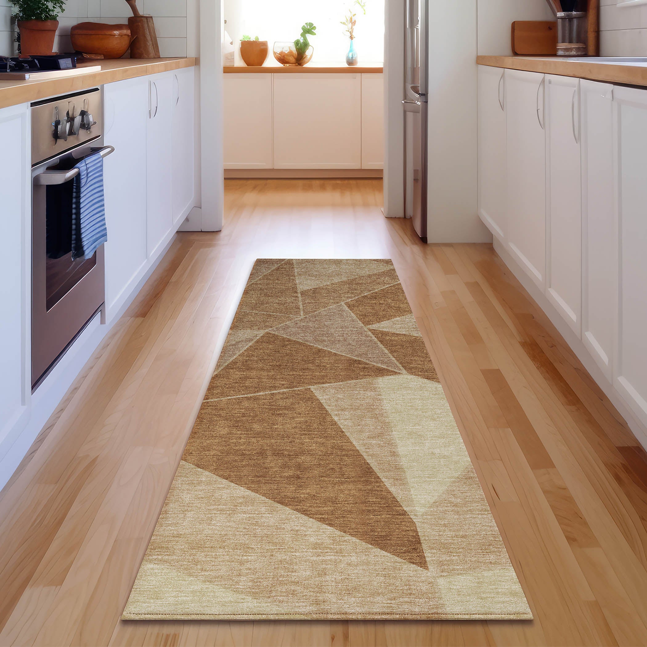 Mdina Machine Washable Transitional Paprika Orange Rug 2'3" x 7'6" #shape_Runner