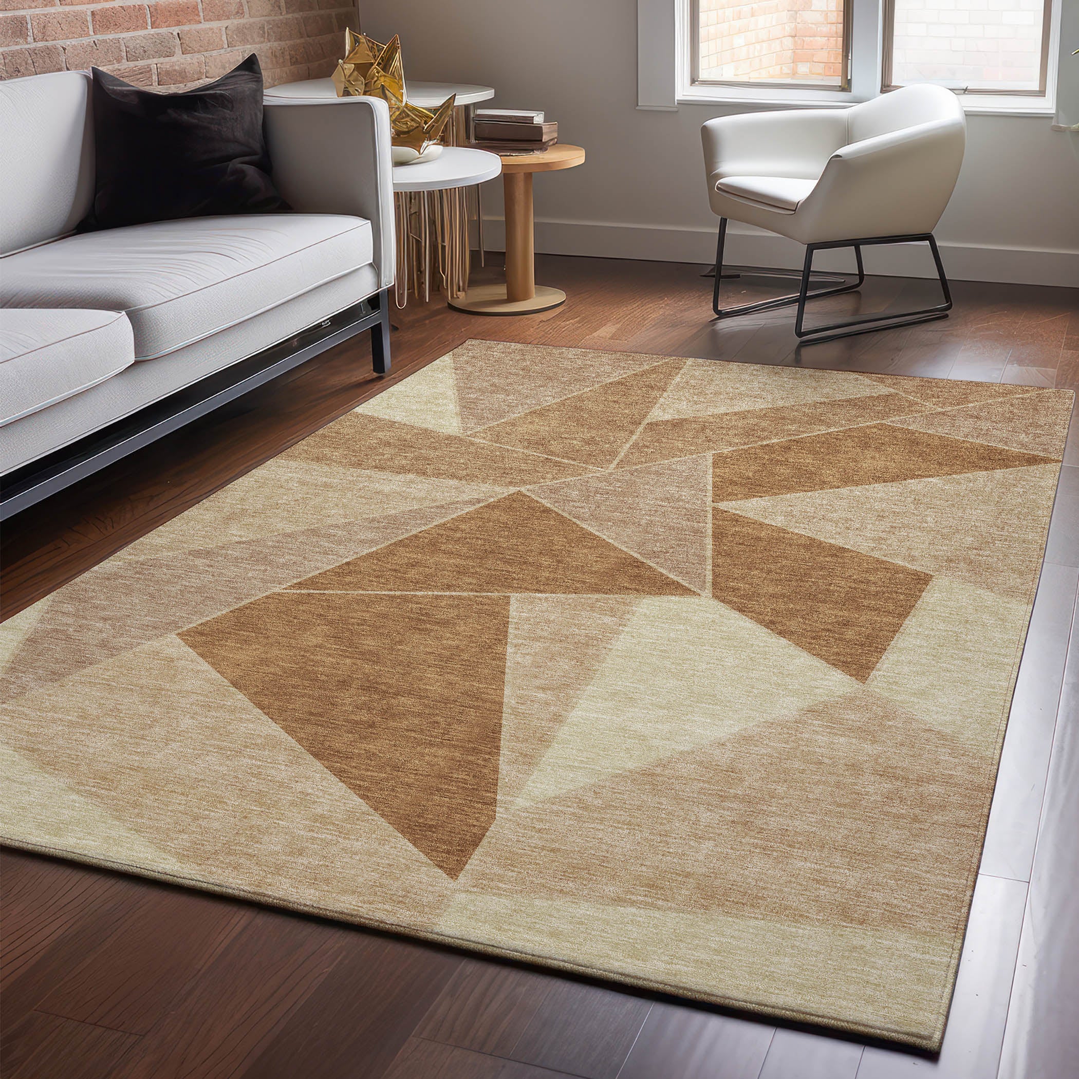 Mdina Machine Washable Transitional Paprika Orange Rug 2'6" x 3'10" #shape_Rectangle