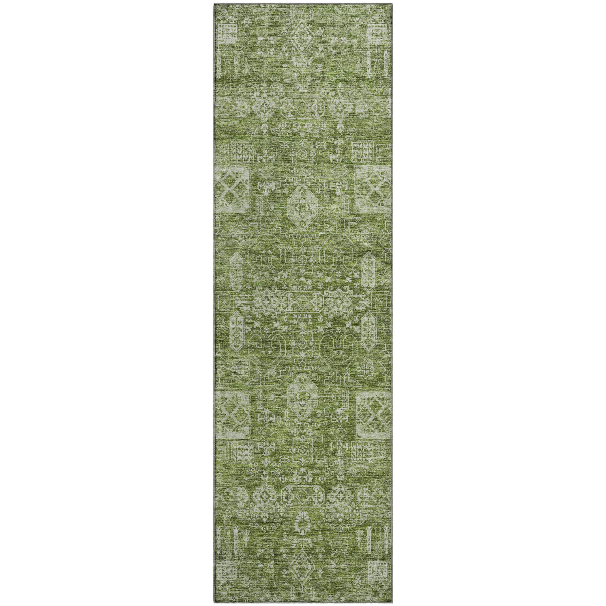 Sintra Machine Washable Transitional Aloe Green Rug 2'3" x 7'6" #shape_Runner