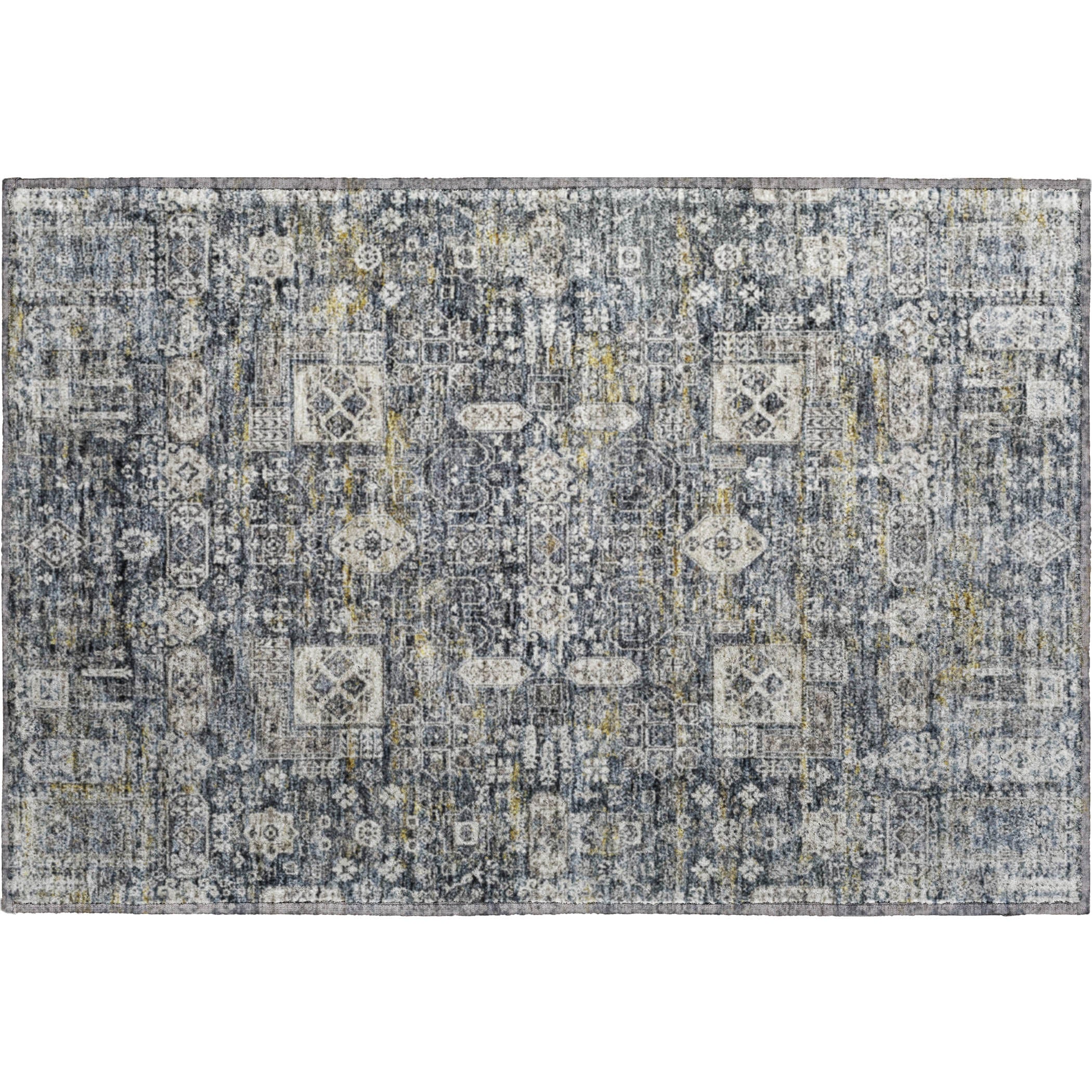 Sintra Machine Washable Transitional Charcoal Gray Rug 1'8" x 2'6" #shape_Rectangle
