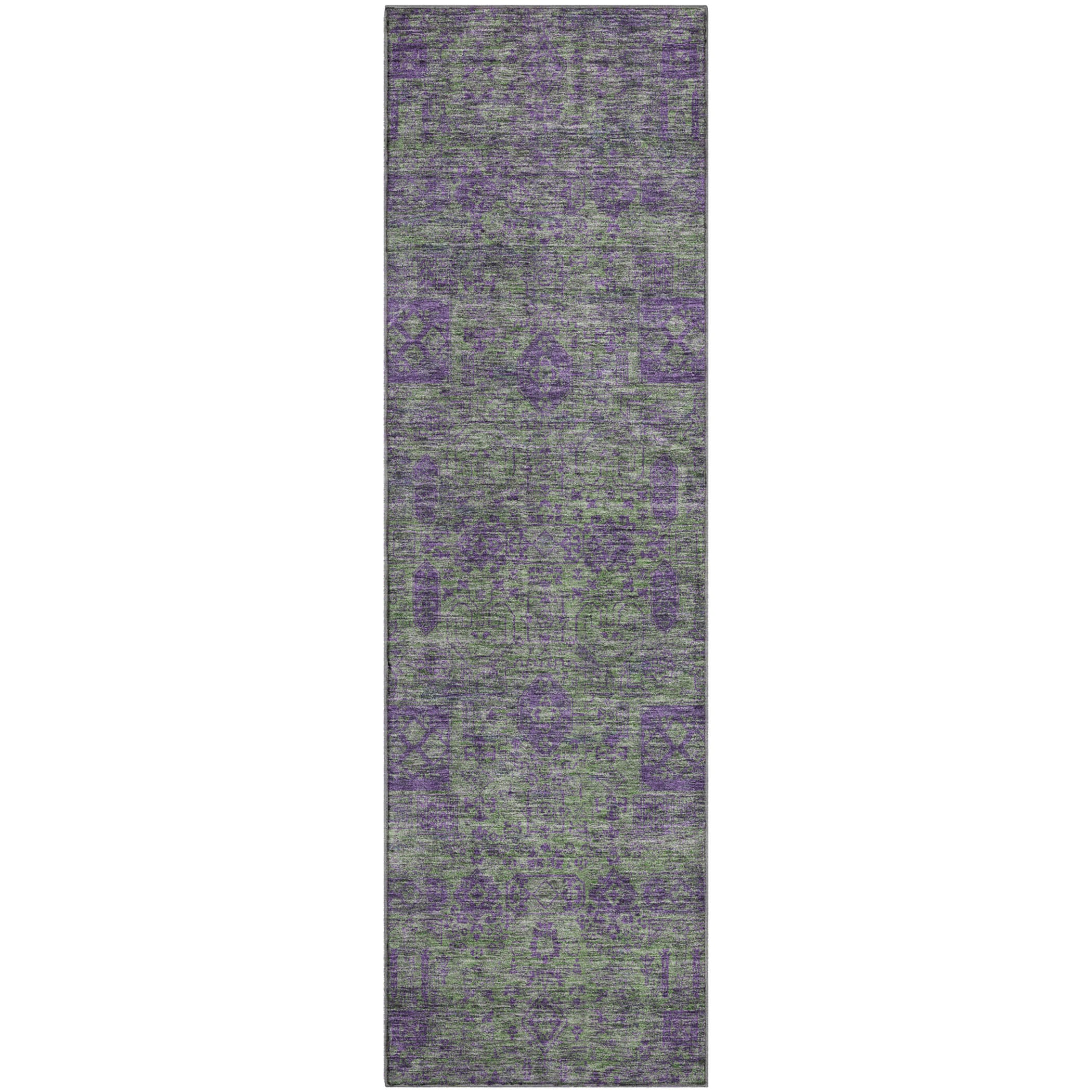 Sintra Machine Washable Transitional Fern Green Rug 2'3" x 7'6" #shape_Runner