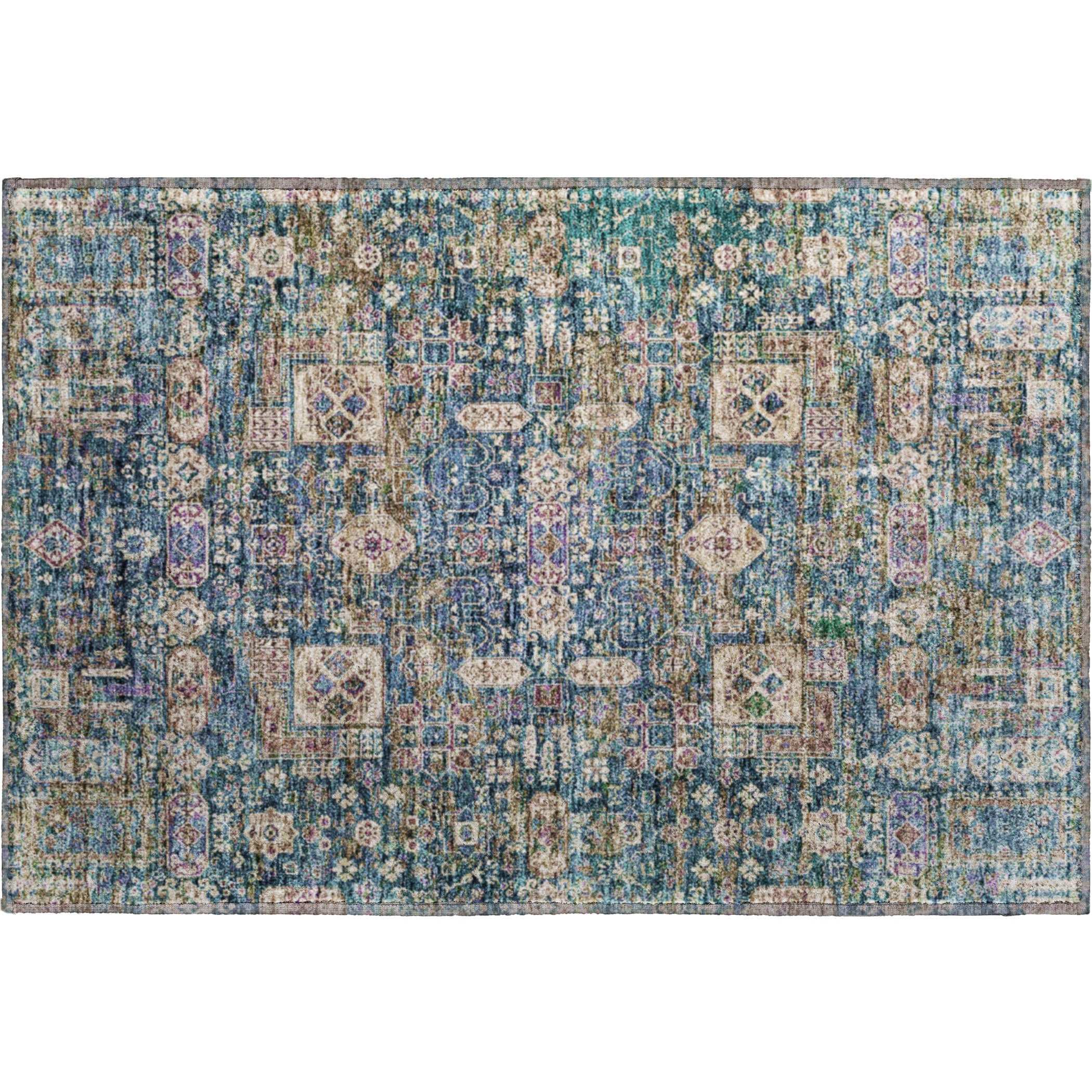 Sintra Machine Washable Transitional Green Rug 1'8" x 2'6" #shape_Rectangle