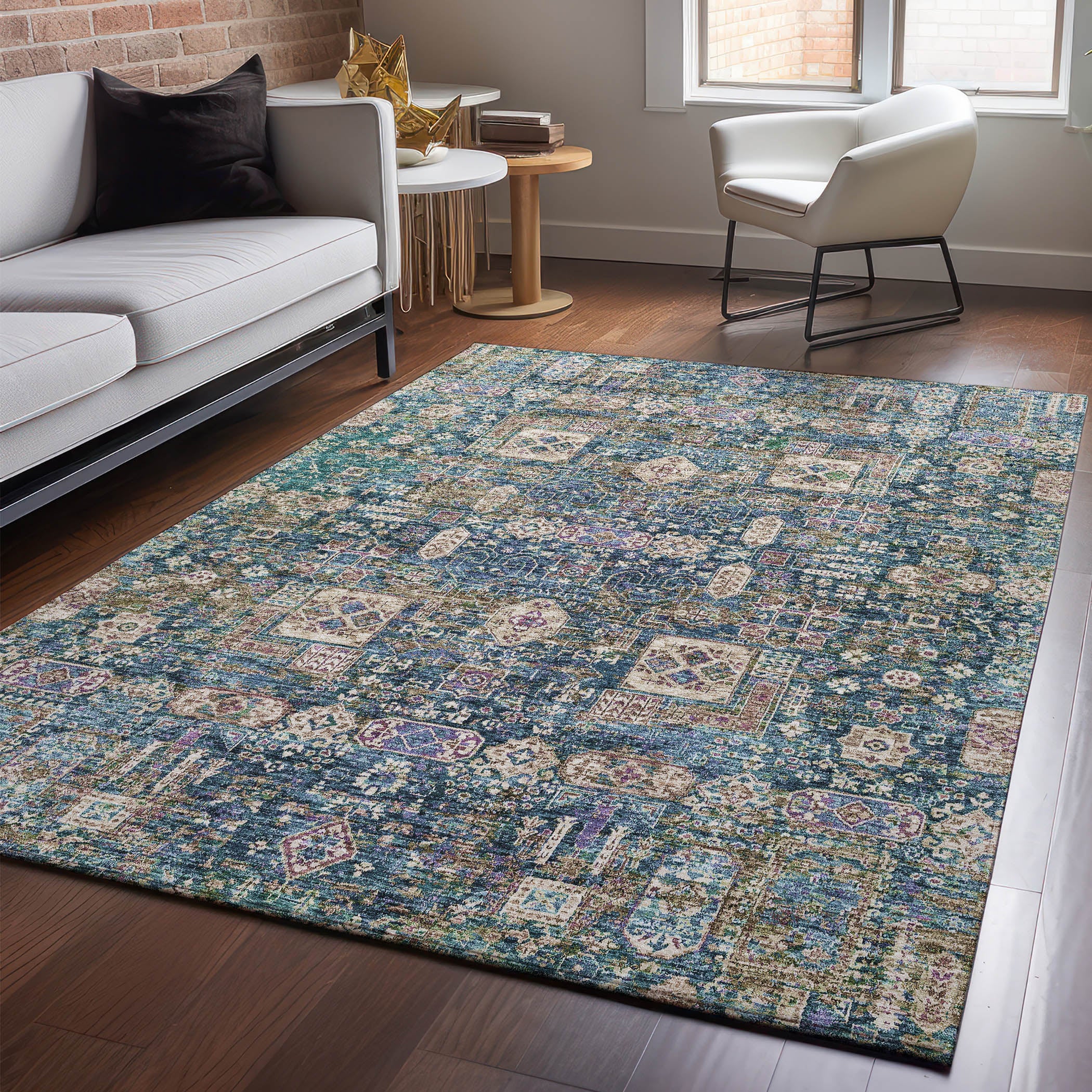 Sintra Machine Washable Transitional Green Rug 2'6" x 3'10" #shape_Rectangle