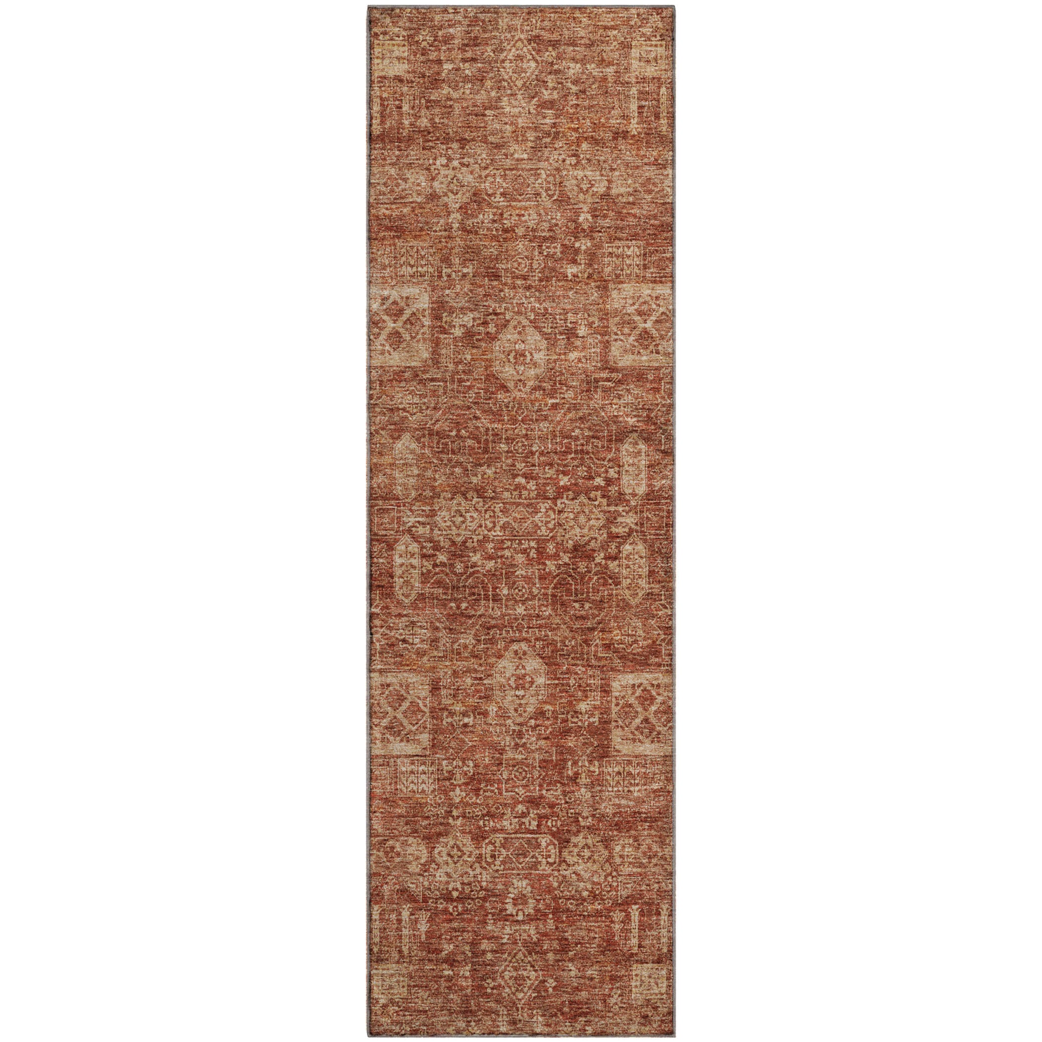 Sintra Machine Washable Transitional Paprika Orange Rug 2'3" x 7'6" #shape_Runner