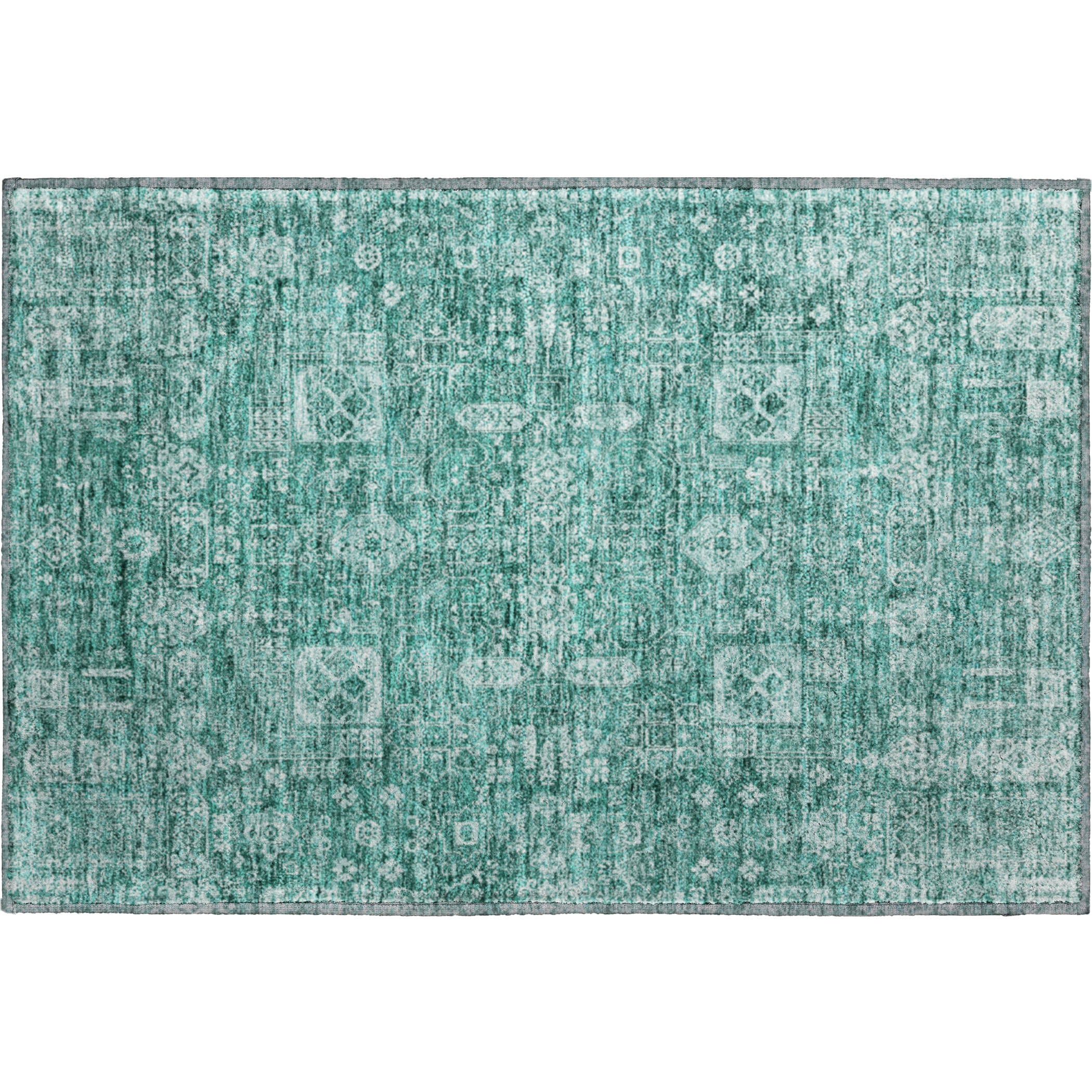Sintra Machine Washable Transitional Teal Rug 1'8" x 2'6" #shape_Rectangle