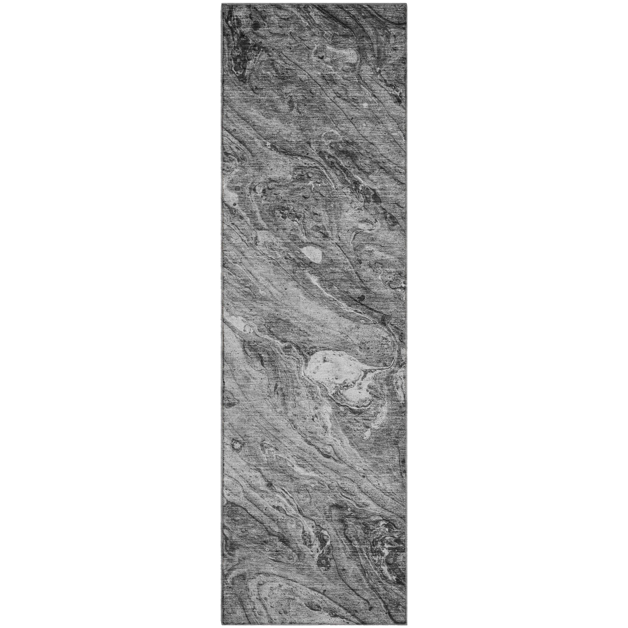 Kyoto Machine Washable Transitional Gray Rug 2'3" x 7'6" #shape_Runner