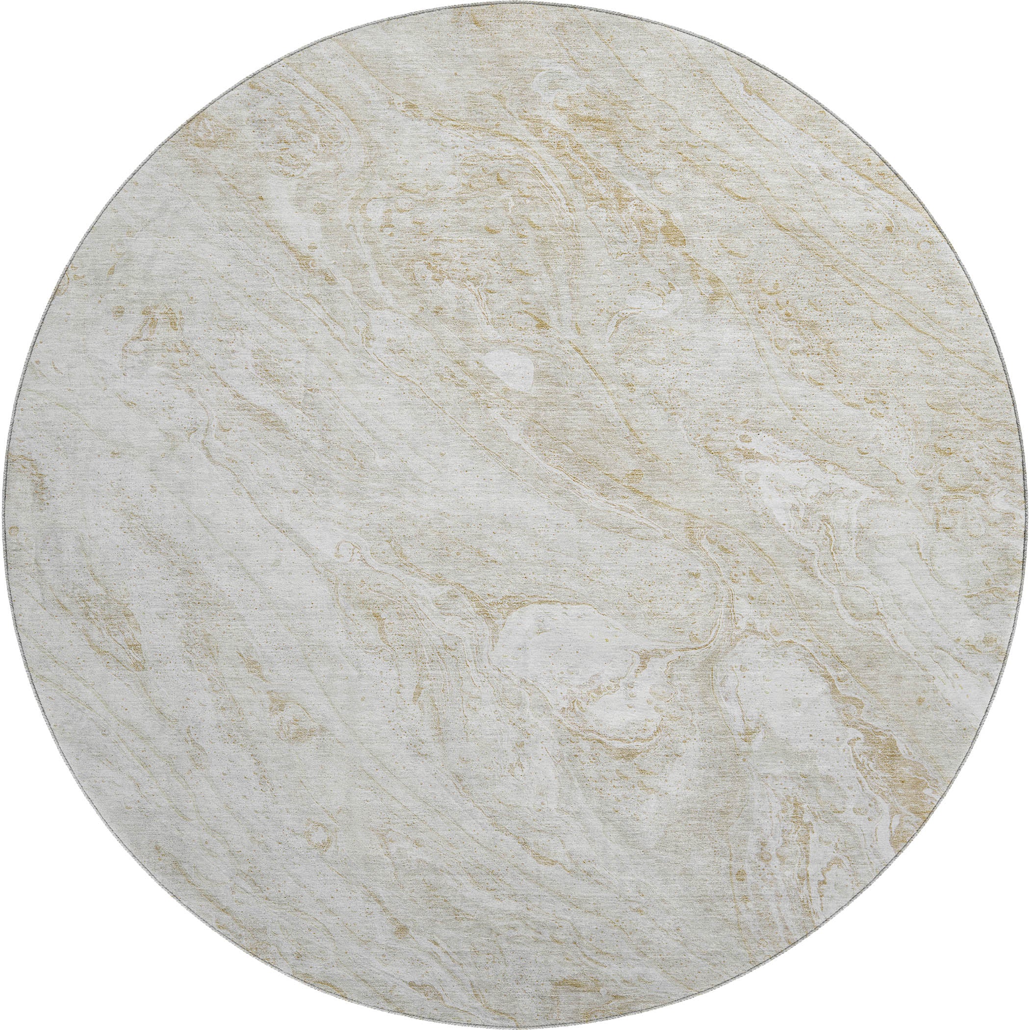 Kyoto Machine Washable Transitional Ivory Rug 8' x 8' #shape_Round