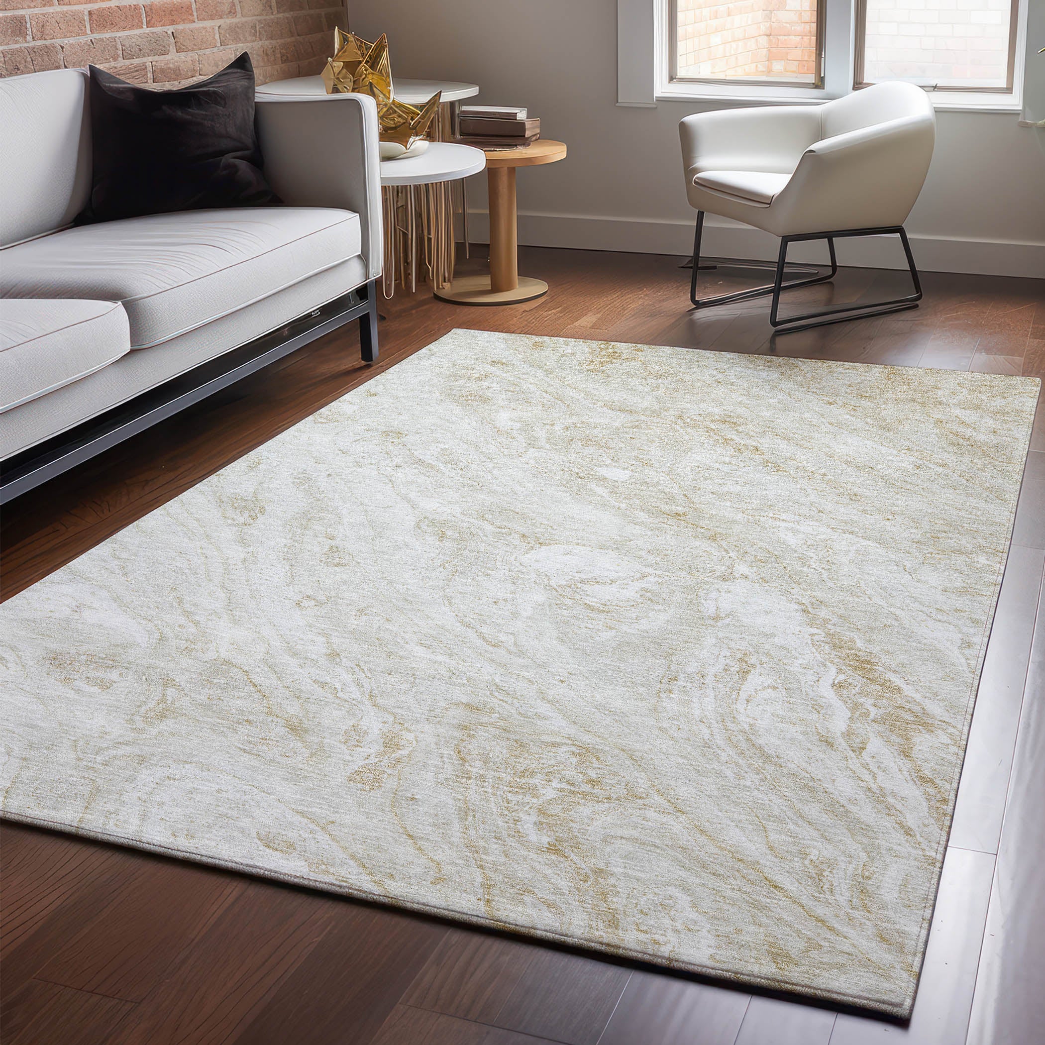 Kyoto Machine Washable Transitional Ivory Rug 2'6" x 3'10" #shape_Rectangle