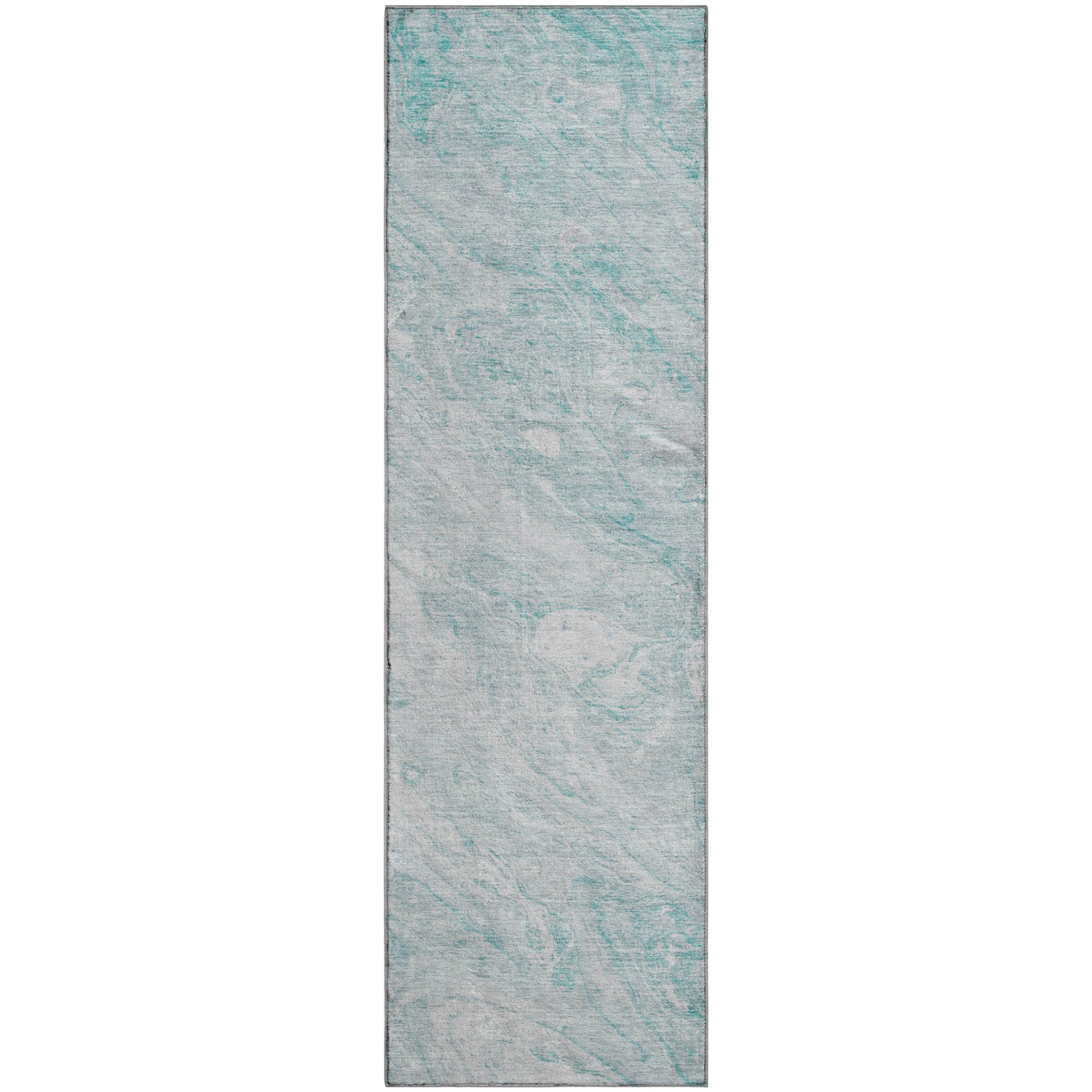 Kyoto Machine Washable Transitional Teal Rug 2'3" x 7'6" #shape_Runner
