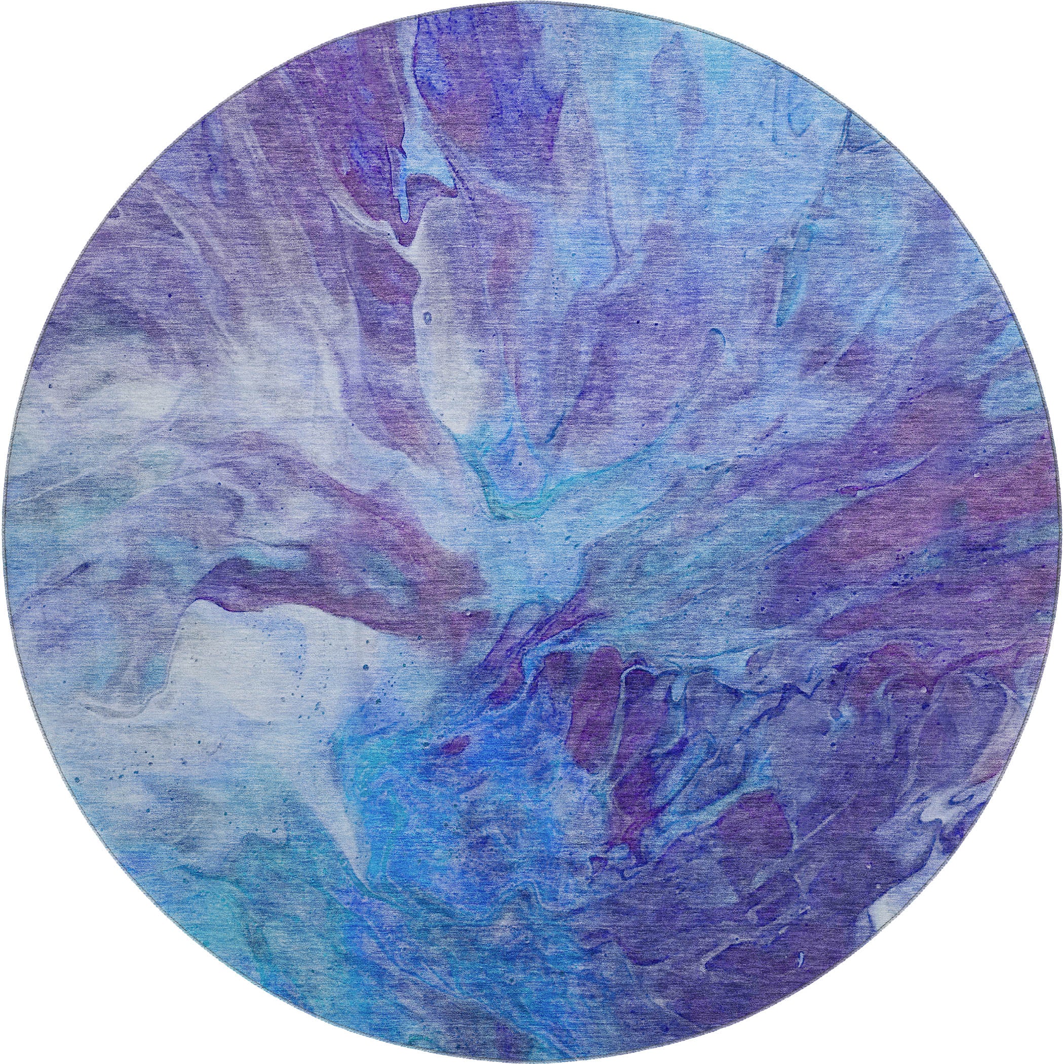 Colombo Machine Washable Transitional Blue Rug 8' x 8' #shape_Round
