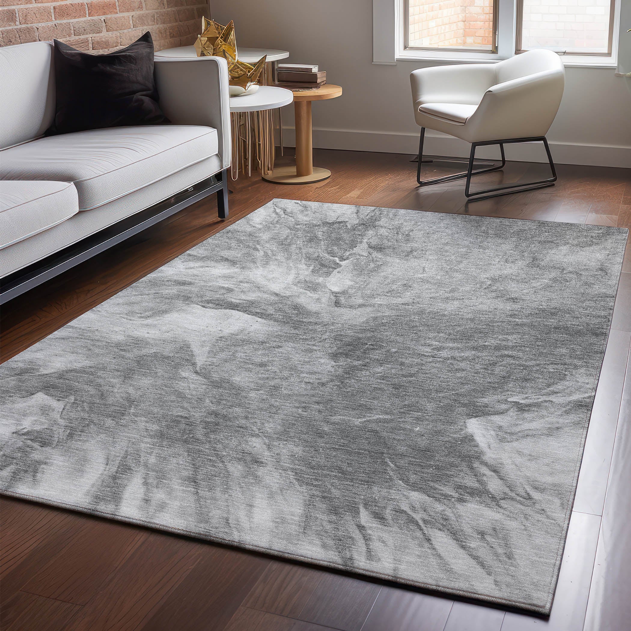 Colombo Machine Washable Transitional Gray Rug 2'6" x 3'10" #shape_Rectangle