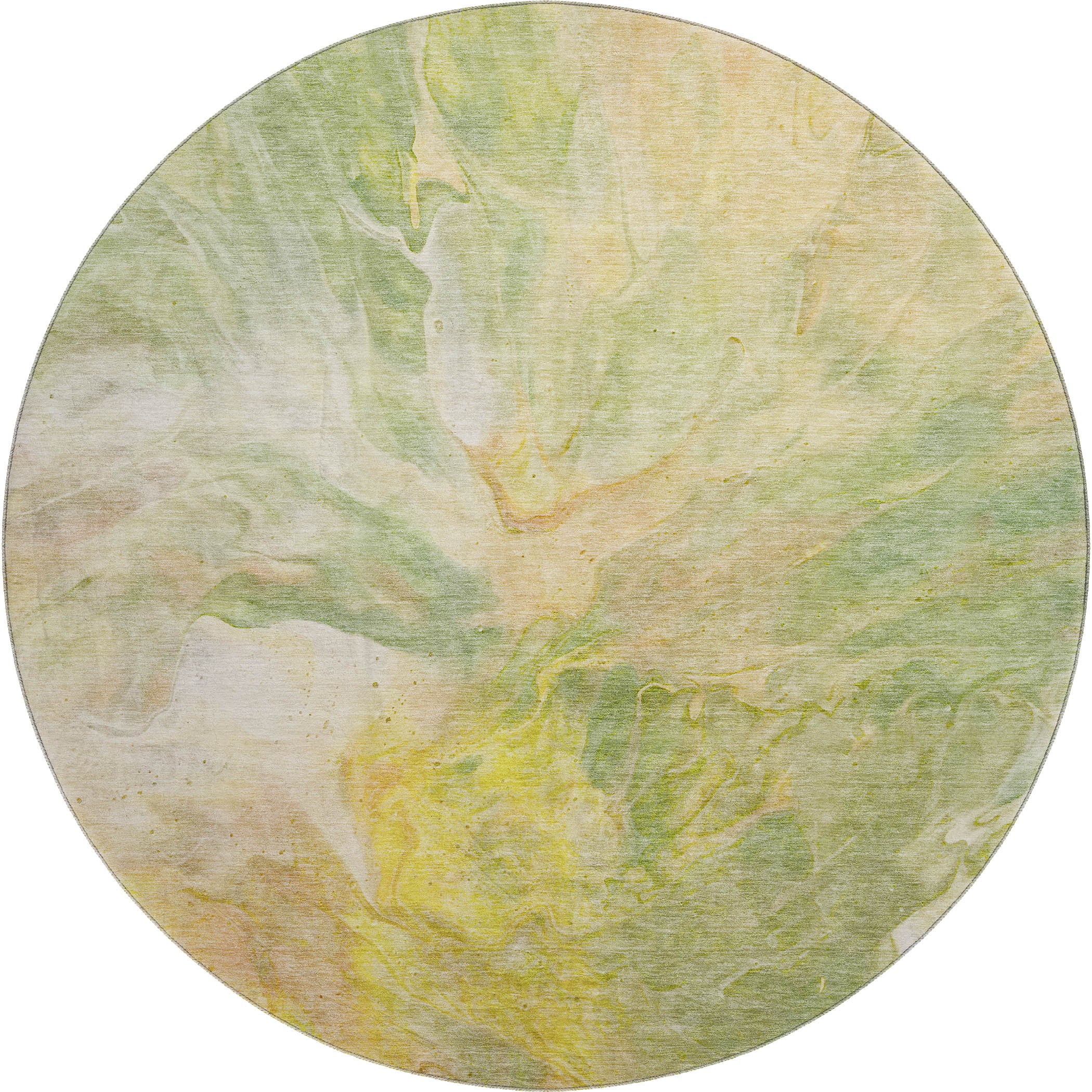 Colombo Machine Washable Transitional Green Rug 8' x 8' #shape_Round