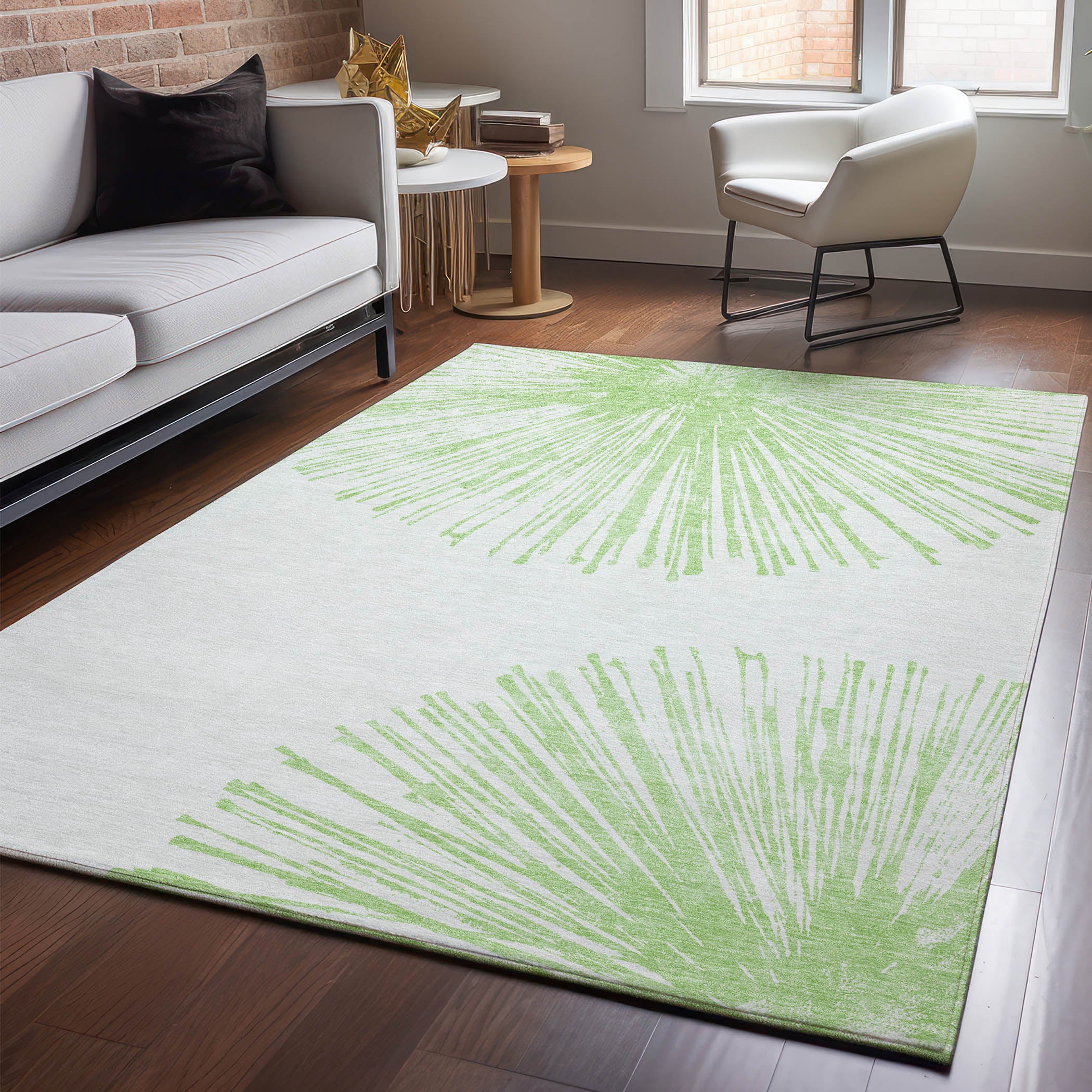 Dubrovnik Machine Washable Transitional Aloe Green Rug 2'6" x 3'10" #shape_Rectangle