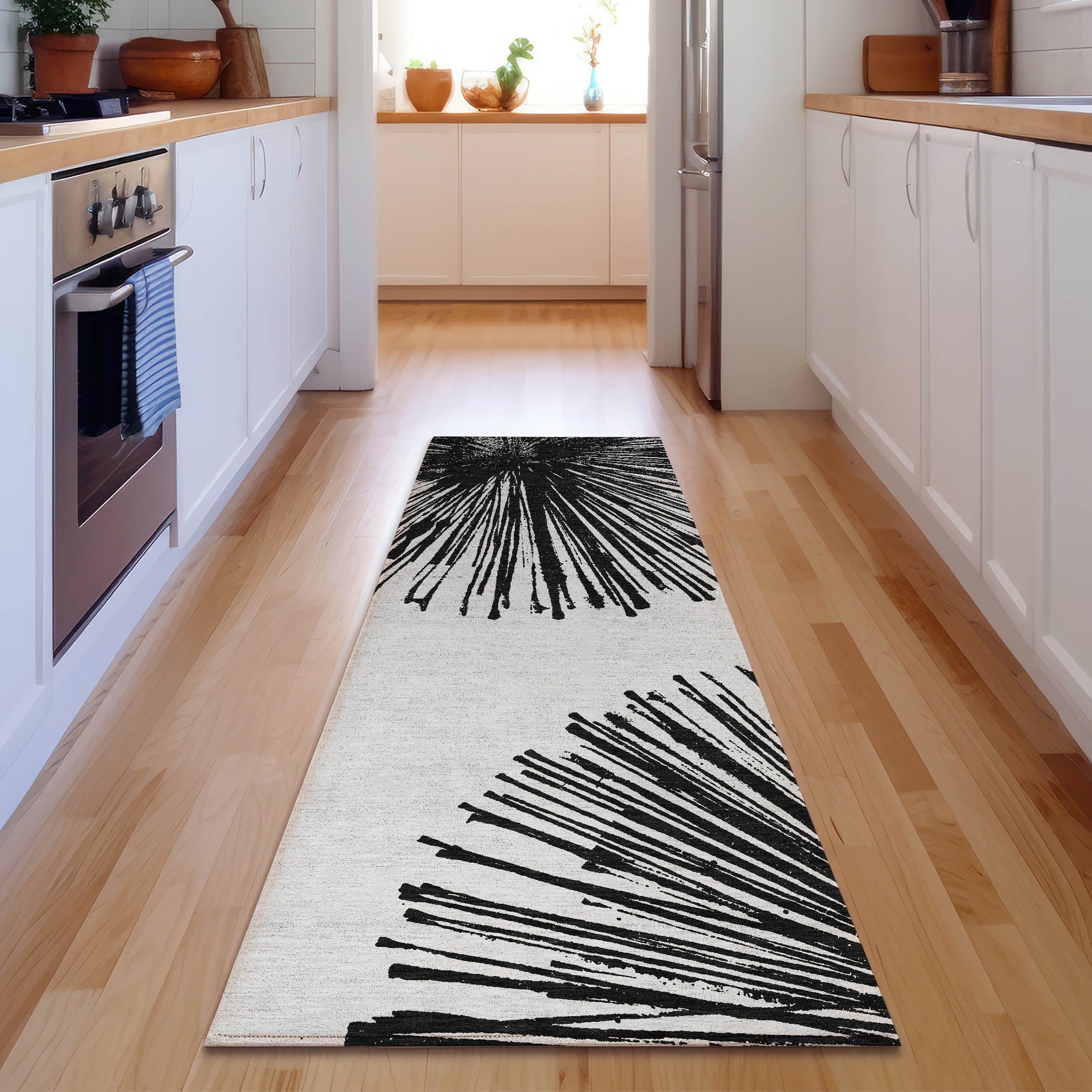 Dubrovnik Machine Washable Transitional Black Rug 2'3" x 7'6" #shape_Runner