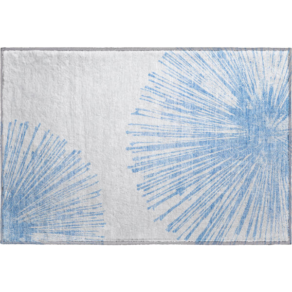 Dubrovnik Machine Washable Transitional Denim Blue Rug 1'8" x 2'6"